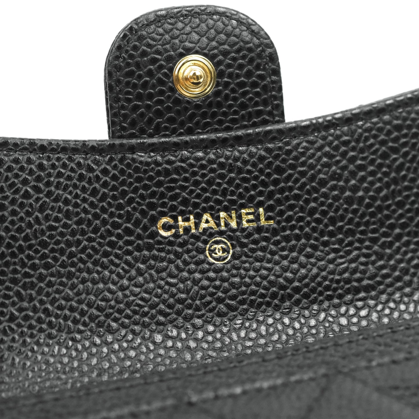 Chanel Classic Quilted Flap Card Holder Black Caviar Gold Hardware
