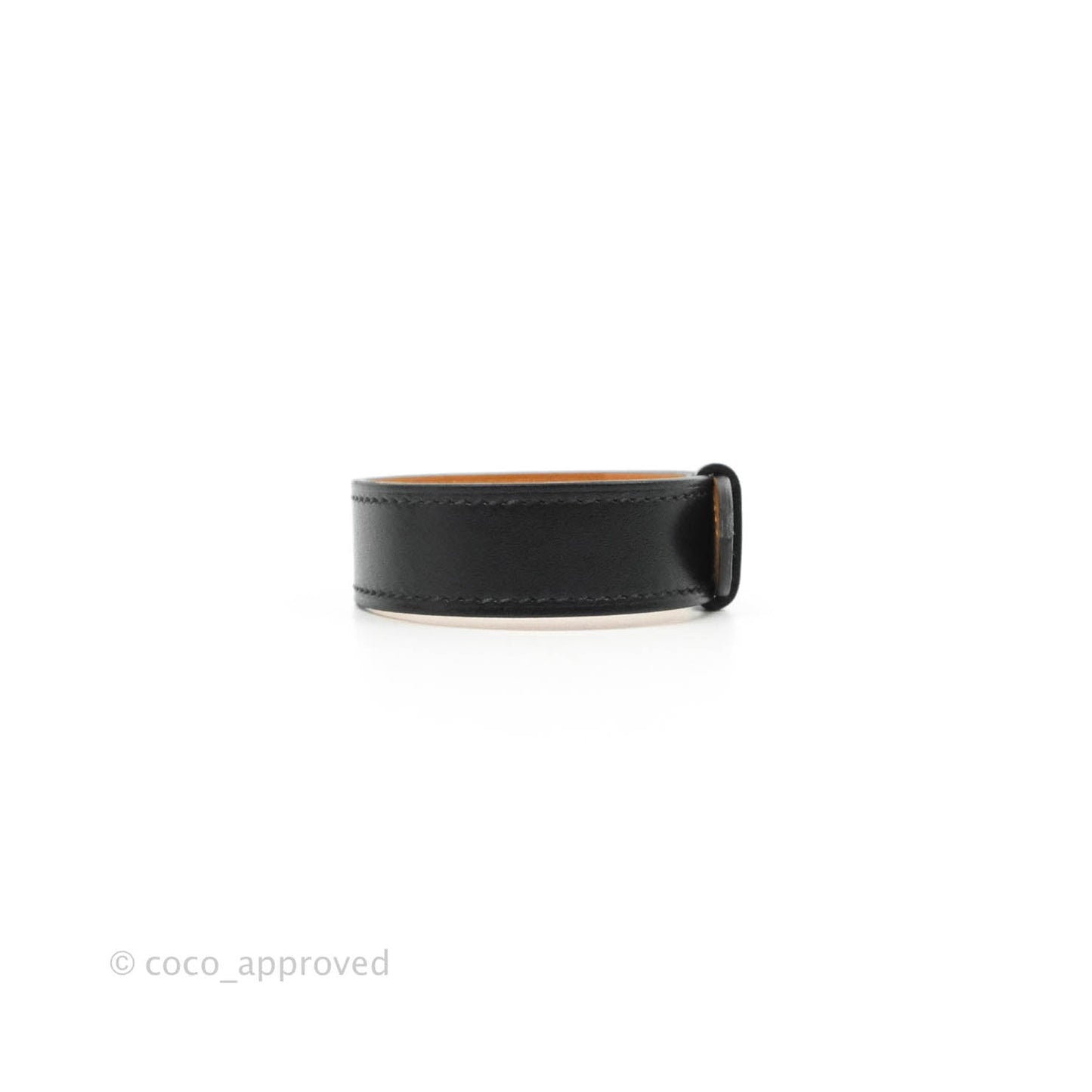 Hermès Panache Bracelet Black Tadelakt Calfskin Palladium Hardware Size T4