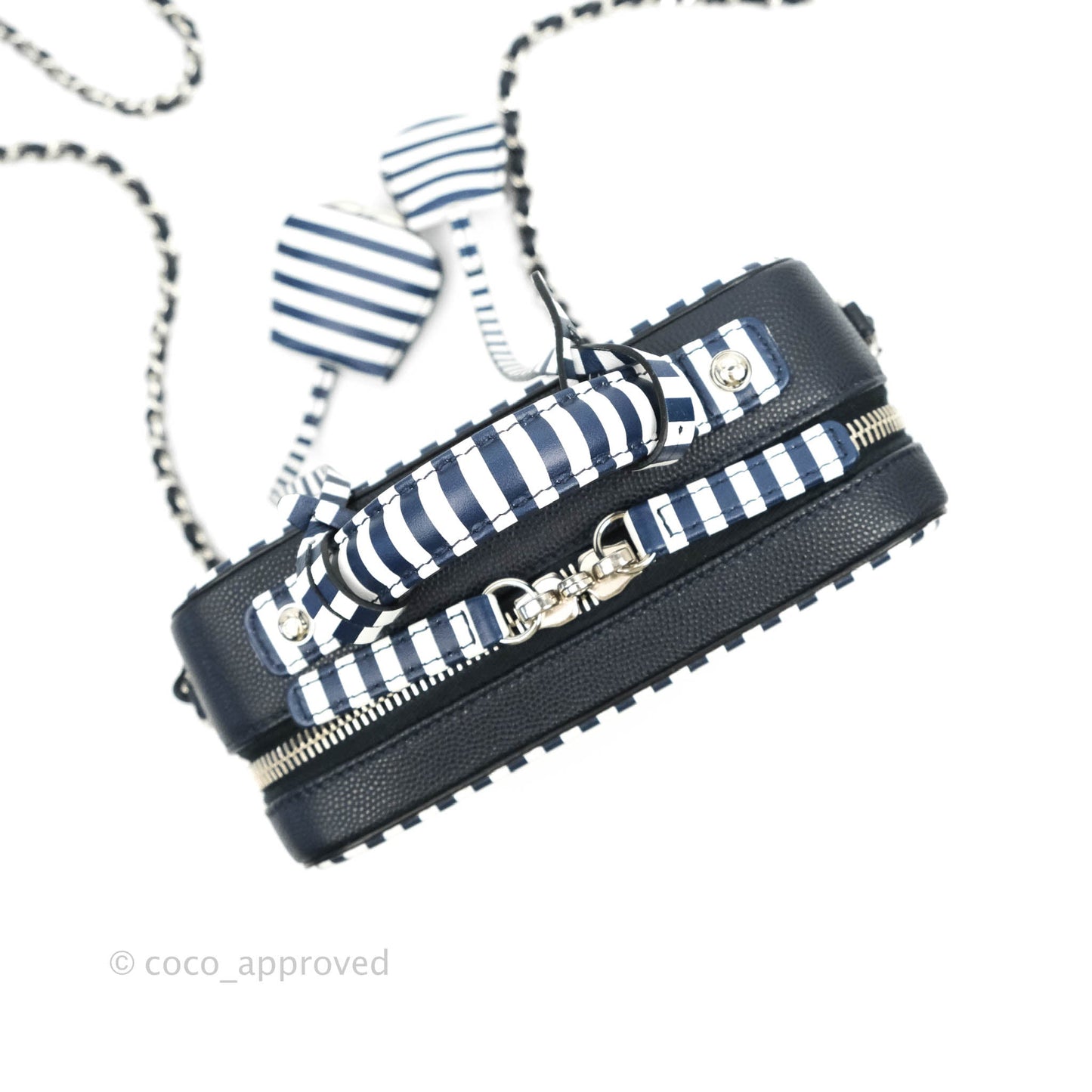 Chanel Quilted Small CC Filigree Vanity Case Navy Caviar 19C