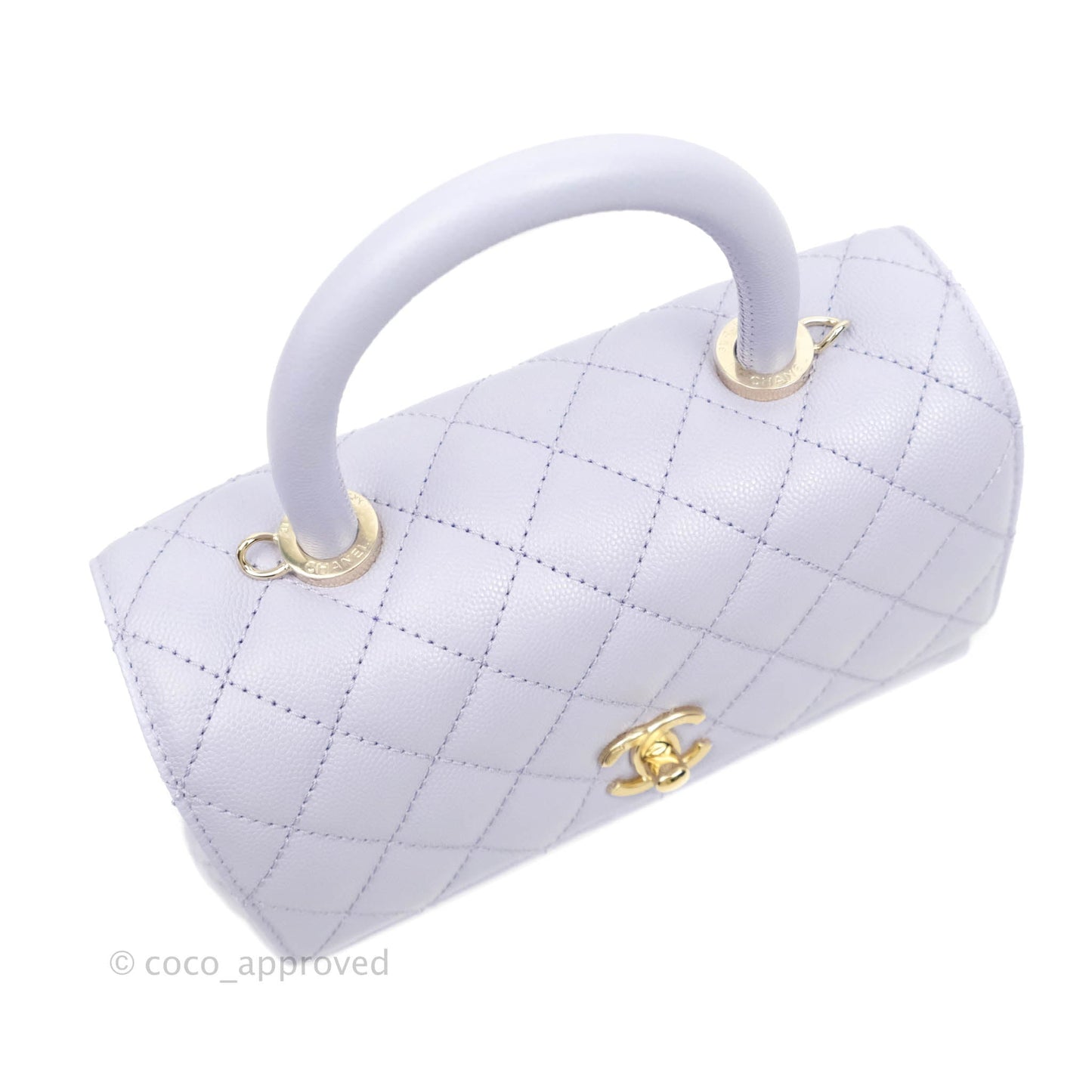 Chanel Mini (Small) Coco Handle Quilted Purple Lilac Caviar Gold Hardware 21K