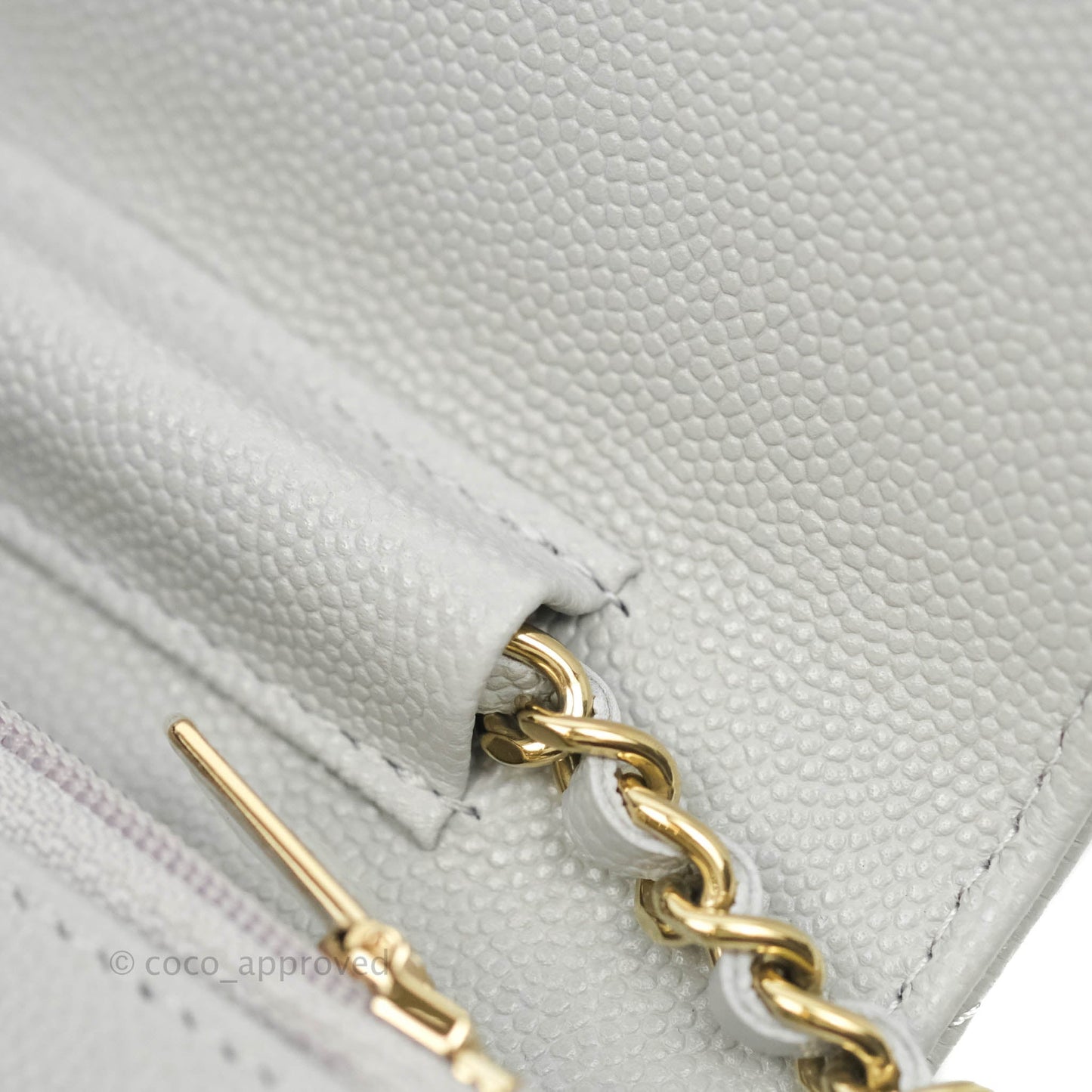 Chanel Quilted Wallet on Chain WOC Grey Caviar Gold Hardware 21A