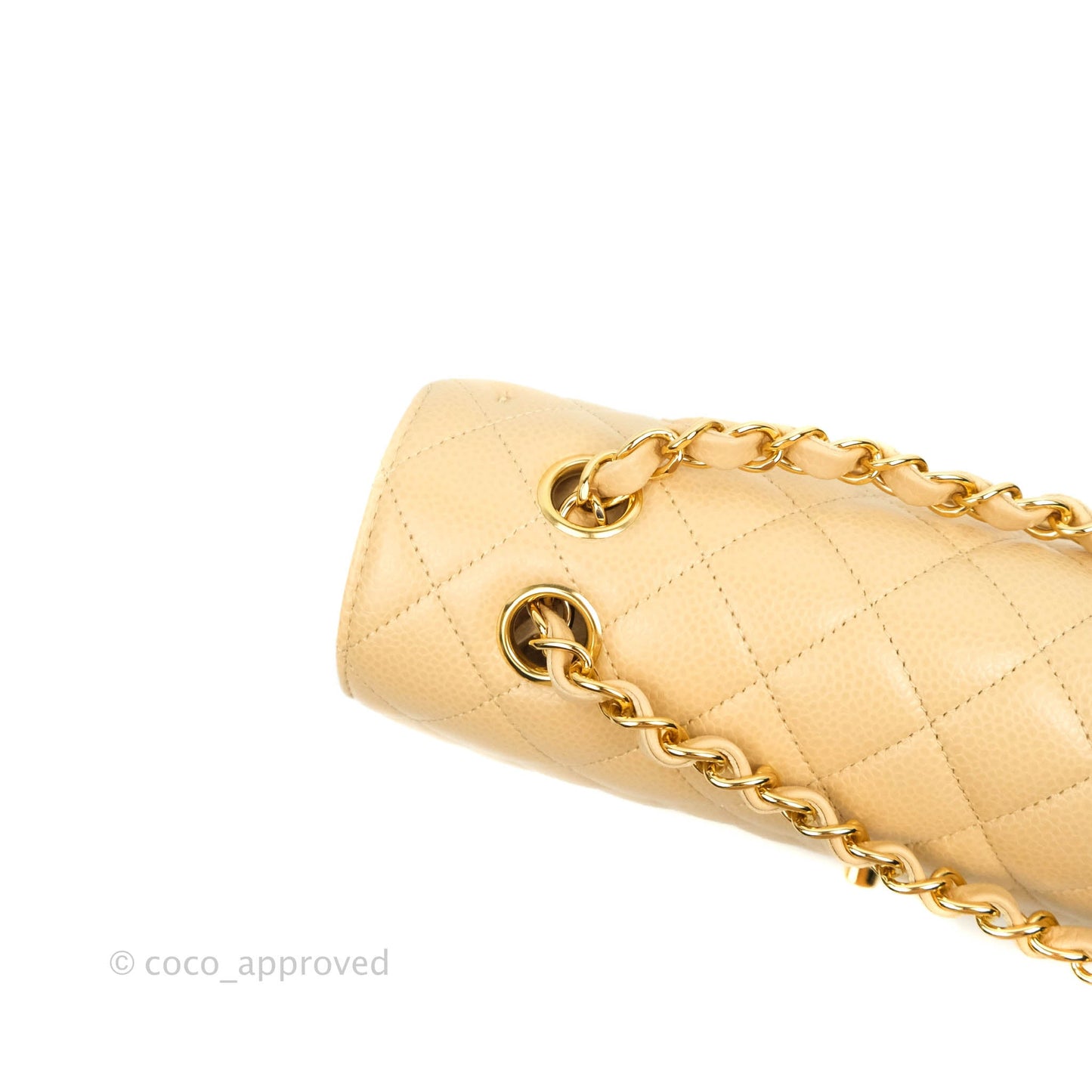 Chanel Classic M/L Medium Double Flap Beige Caviar Gold Hardware