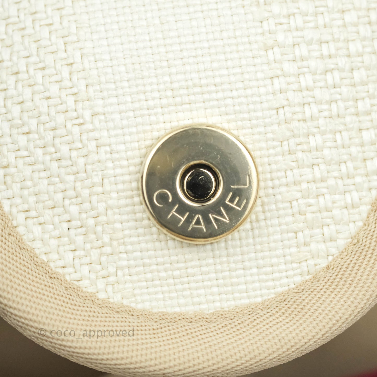 Chanel Large Deauville Light Beige Stripe Canvas Gold Hardware