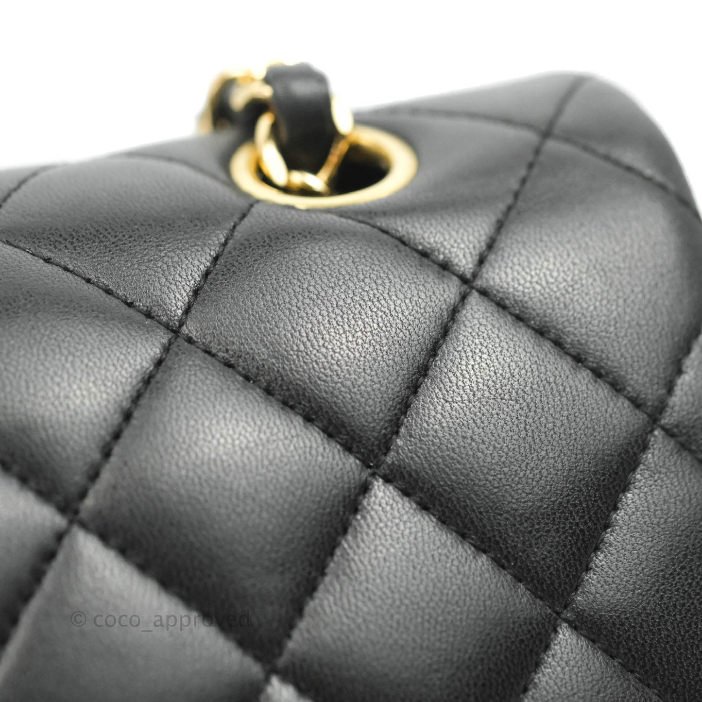 Chanel Classic M/L Medium Double Flap Black Lambskin Gold Hardware