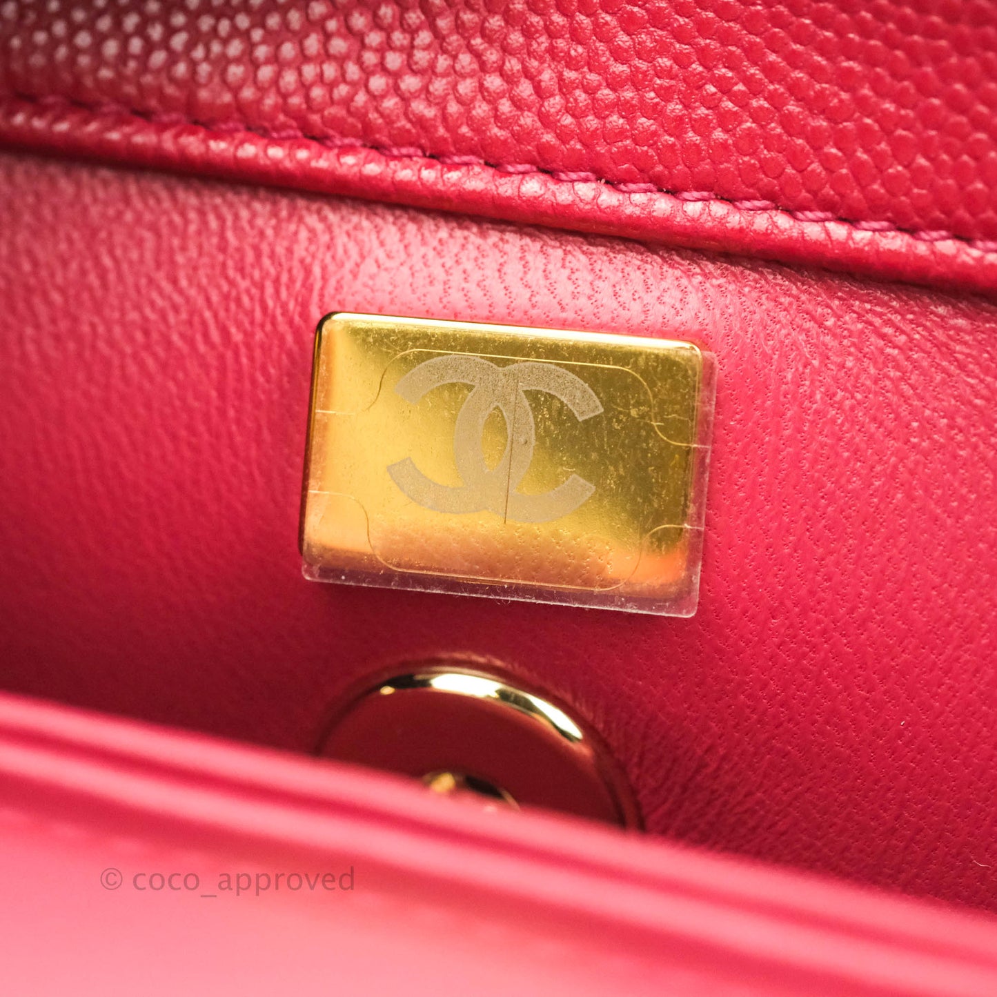 Chanel Small (Mini) Coco Handle Quilted Rosy Red Caviar Gold Hardware 21A