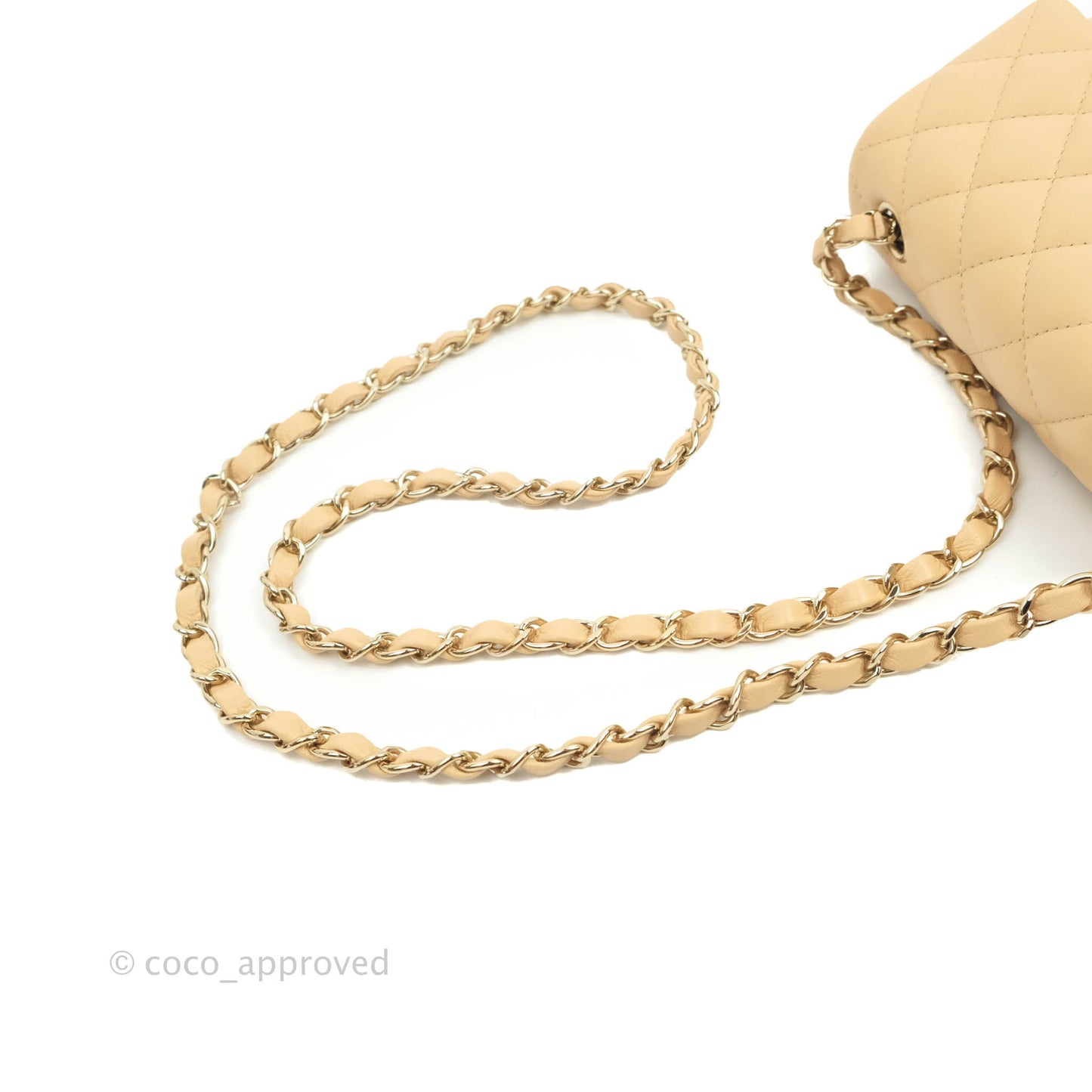 Chanel Classic Mini Rectangular Flap Beige Lambskin Gold Hardware 22C