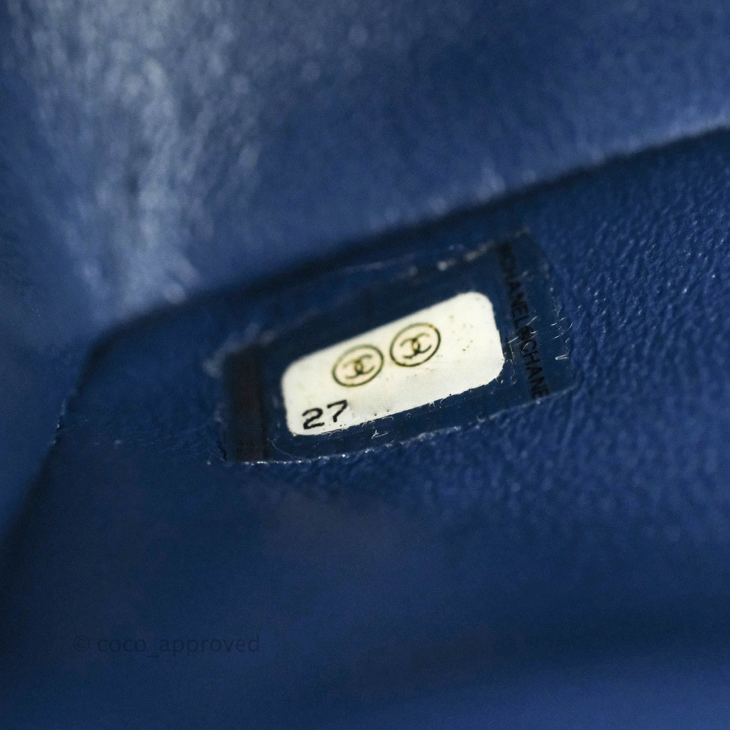 Chanel Quilted M/L Medium Double Flap Blue Caviar Gold Hardware 19C