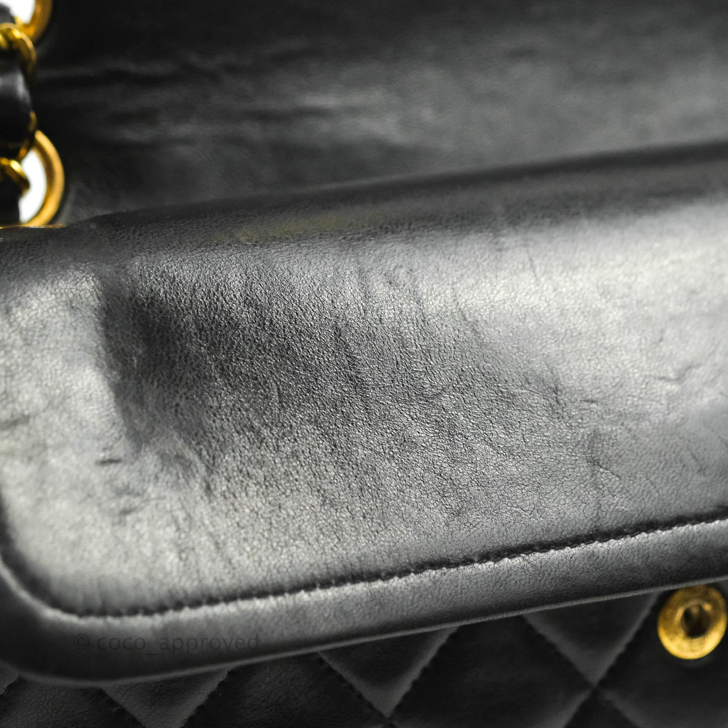 Chanel Vintage Classic M/L Medium Double Flap Bag Black Lambskin 24K Gold Hardware