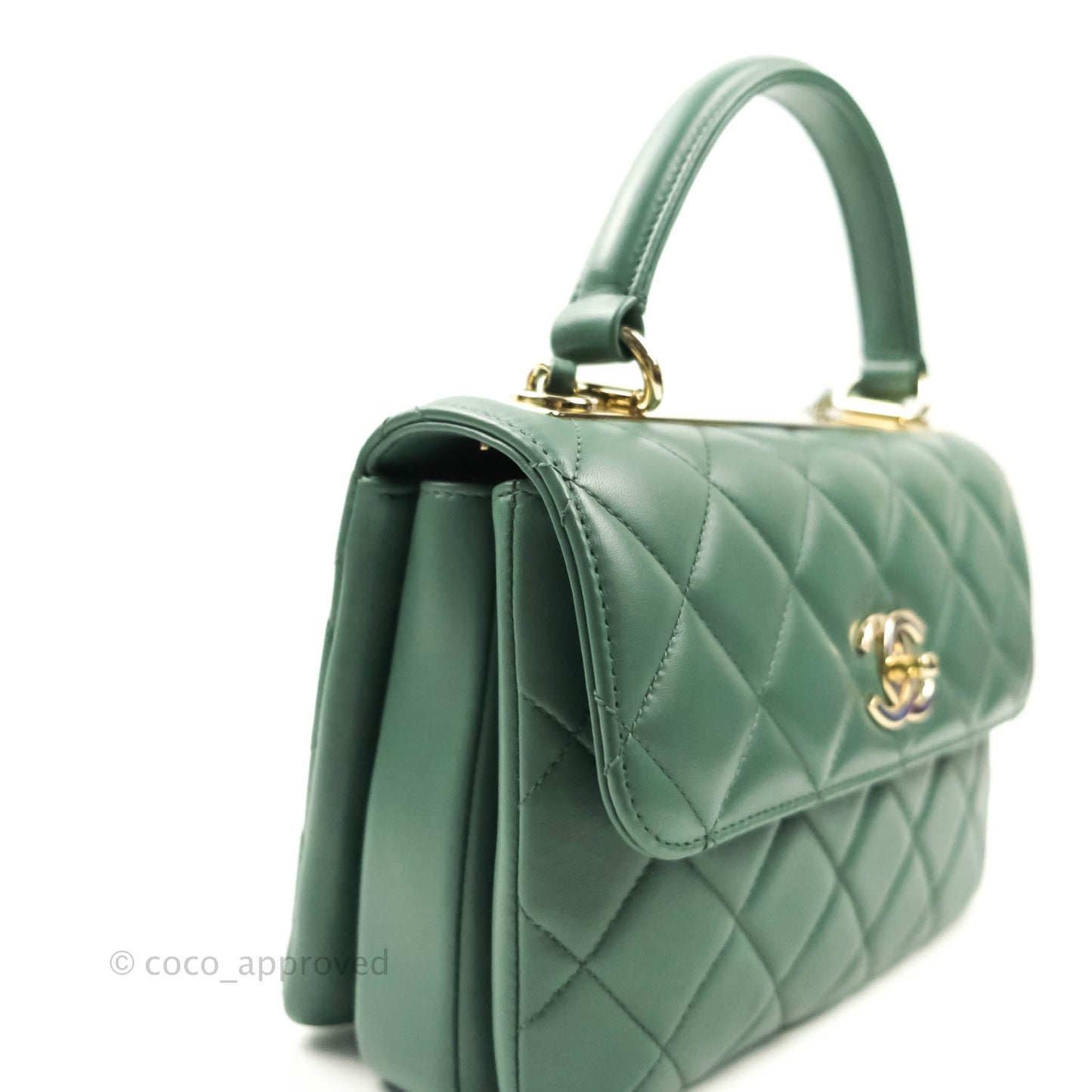 Chanel Quilted Trendy CC Small Green Lambskin Gold Hardware