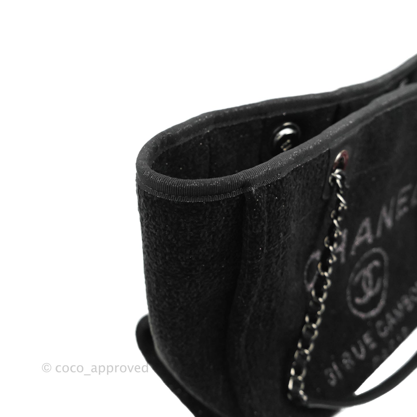 Chanel Medium Deauville Black Glitter Lurex Tote Bag 19A