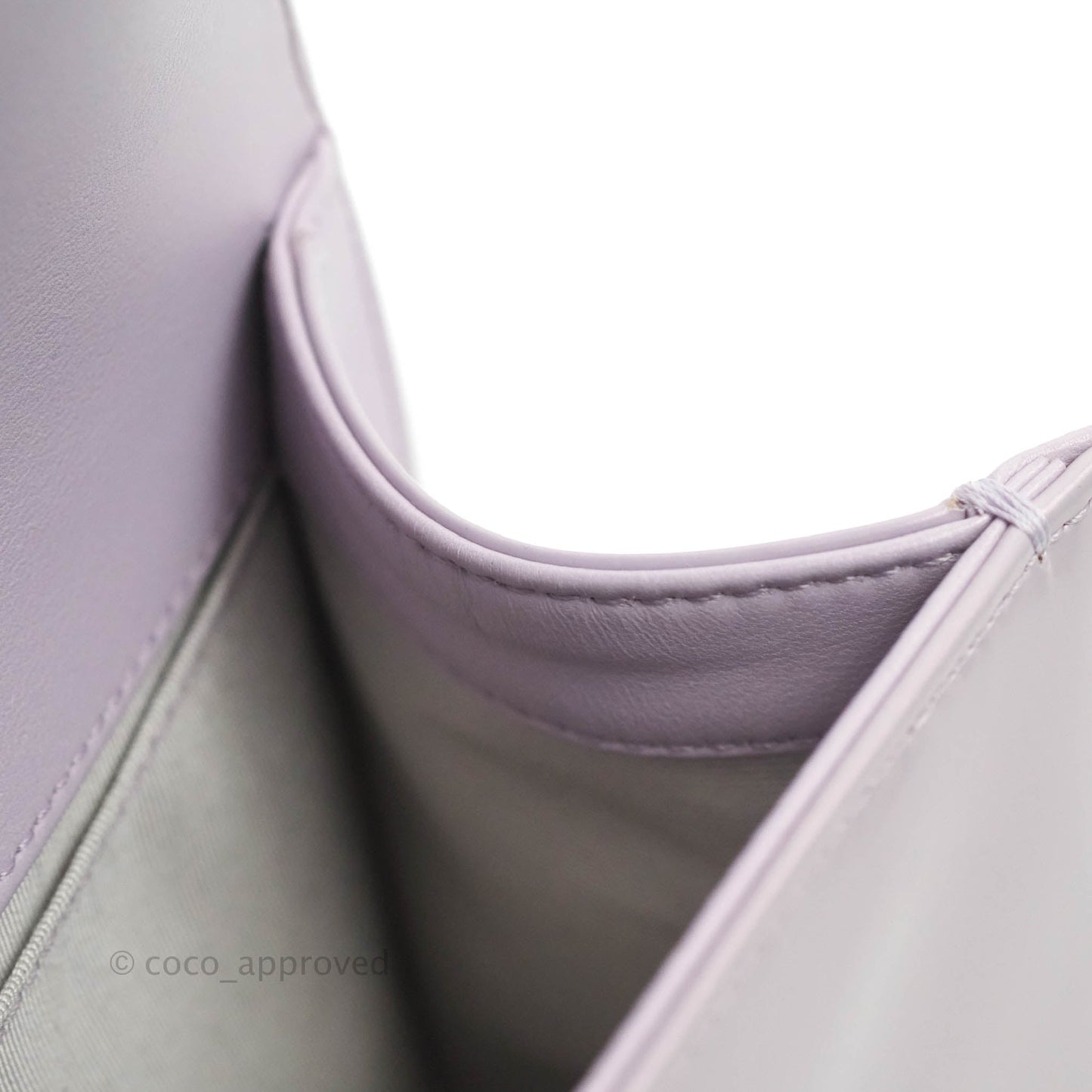 Chanel Quilted Medium Boy Iridescent Lilac Calfskin Light Gold Hardware