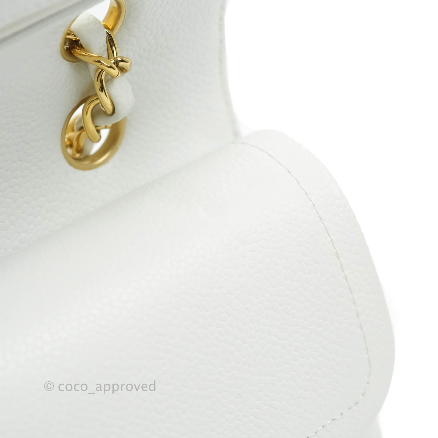 Chanel Quilted M/L Medium Double Flap White Caviar Gold Hardware