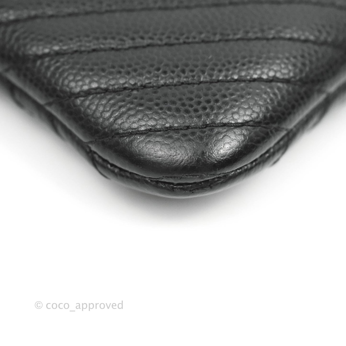 Chanel Chevron Mini O Case Black Caviar Silver Hardware