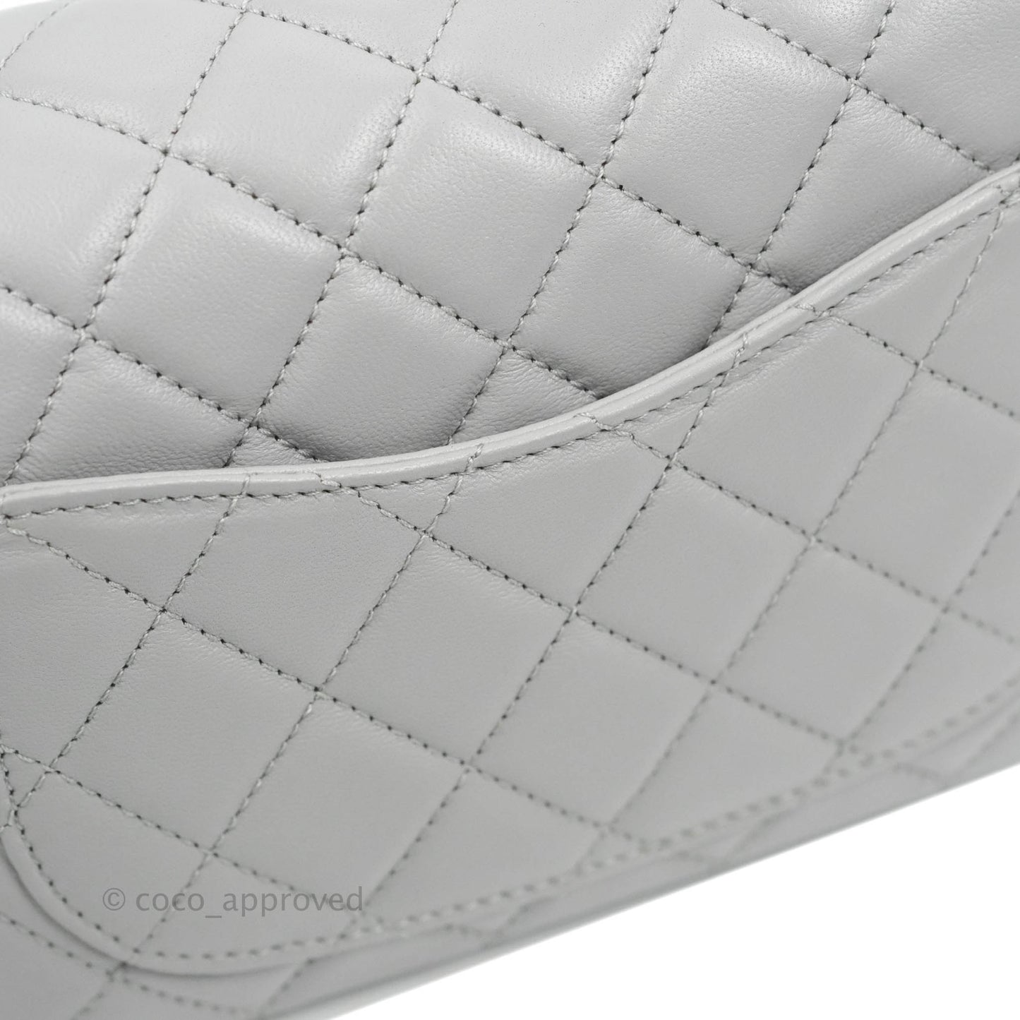 Chanel Pearl Crush Mini Square Quilted Grey Lambskin Aged Gold Hardware
