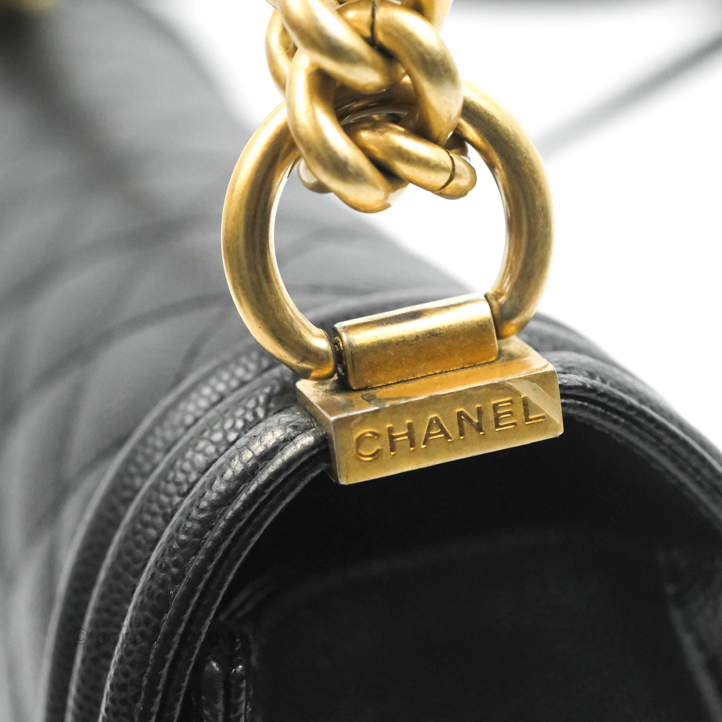 Chanel Medium Quilted Boy Black Caviar Aged Gold Hardware