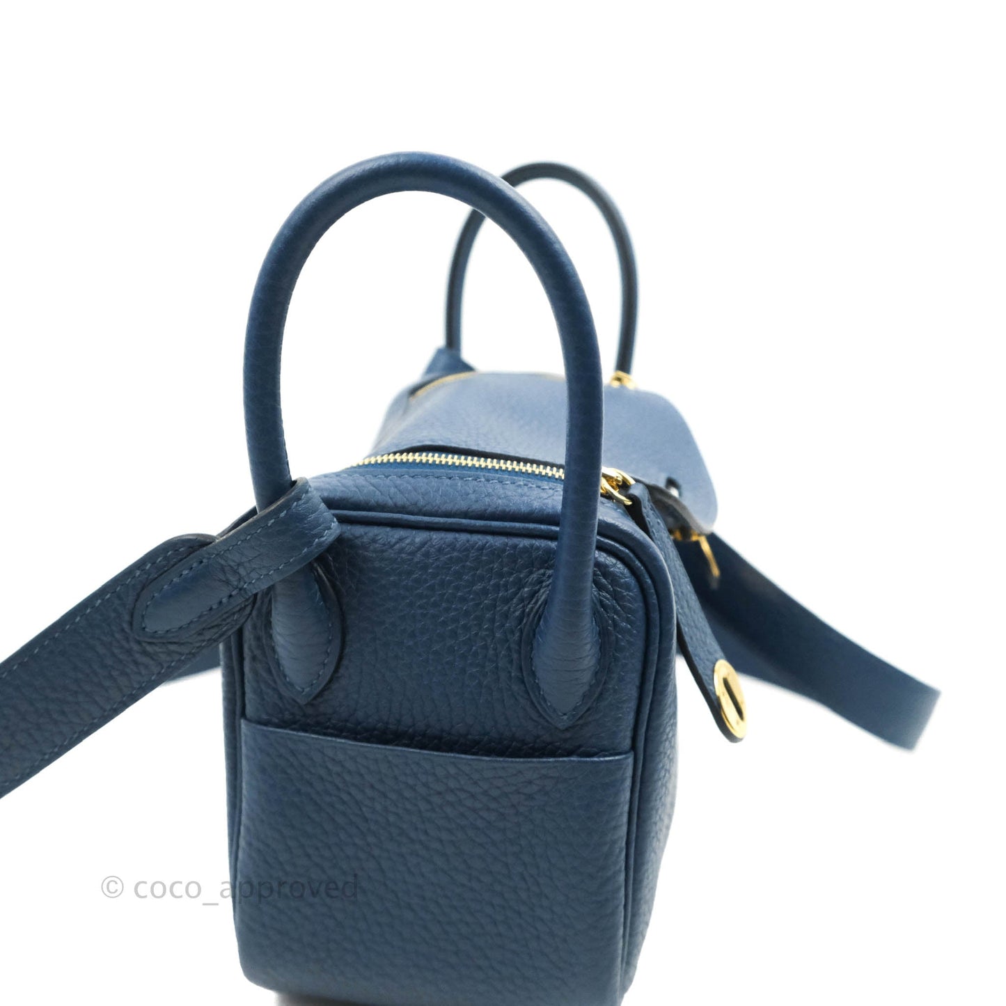 Hermès Mini Lindy 20 Deep Blue Clemence Gold Hardware