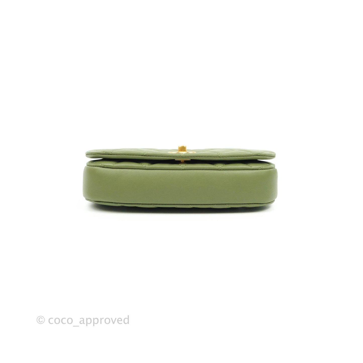 Chanel Clutch with Chain Olive Green Calfskin Aged Gold Hardware