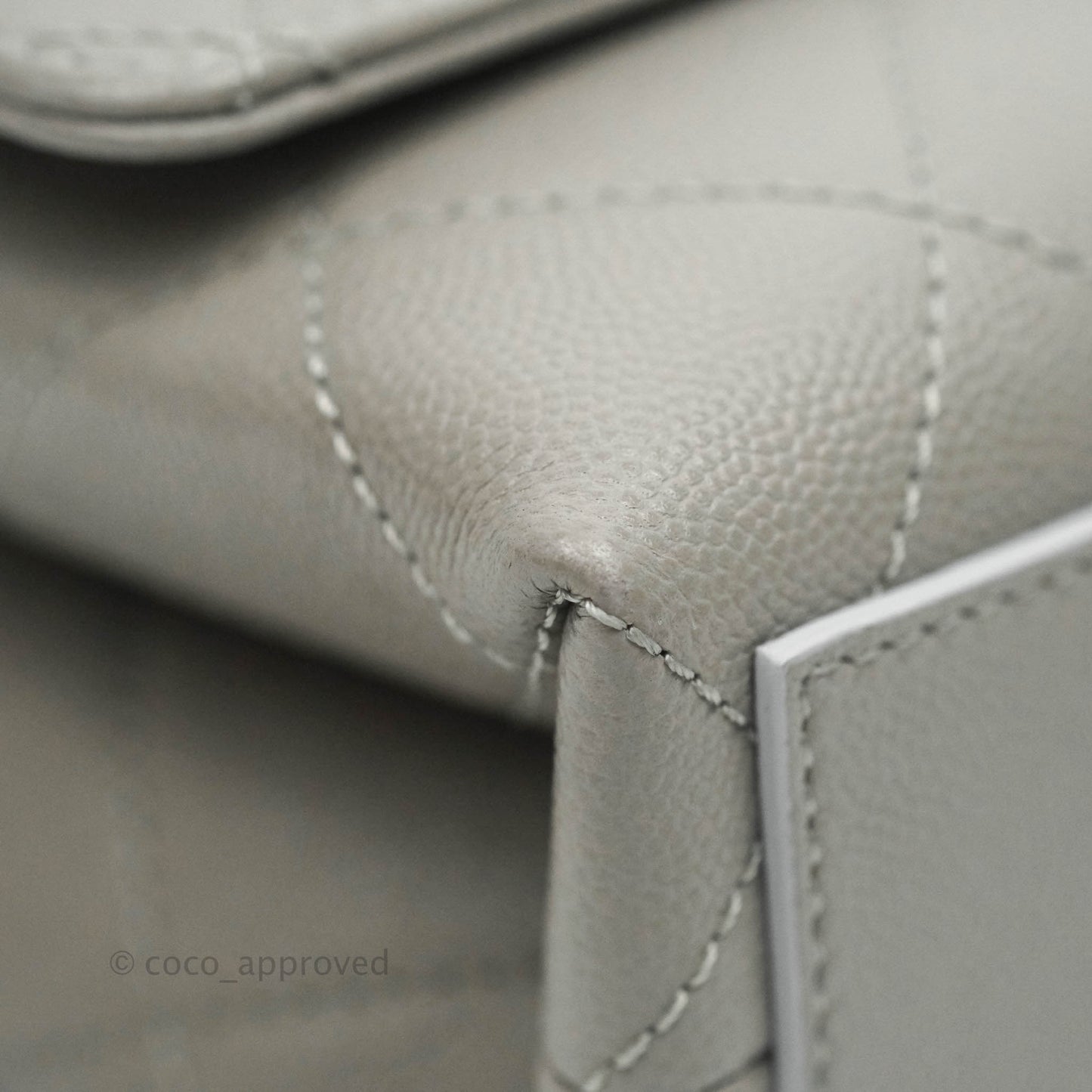 Chanel Flat Quilted Mini Flap Bag Grey Caviar Aged Gold Hardware 21B
