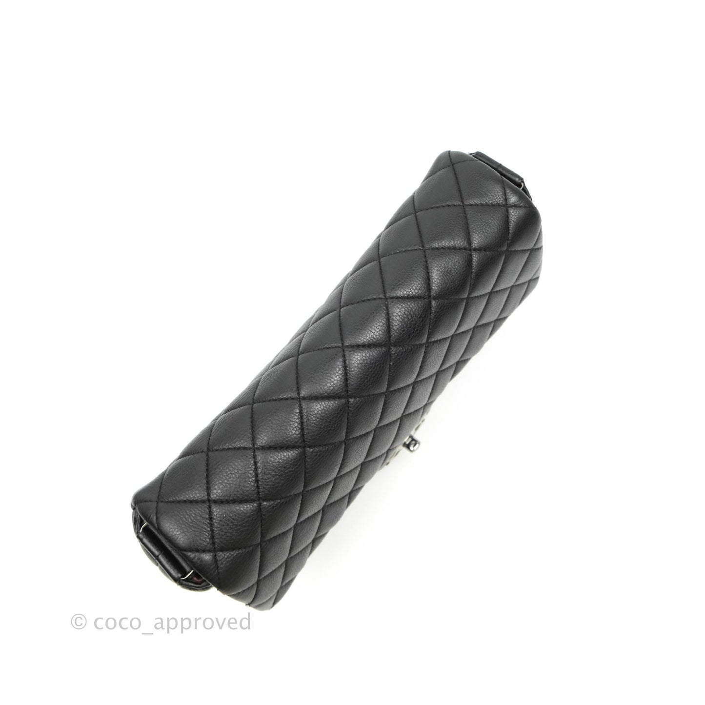 Chanel Quilted & Chevron Flap Bag Black Calfskin Gun Metal Chains Strap