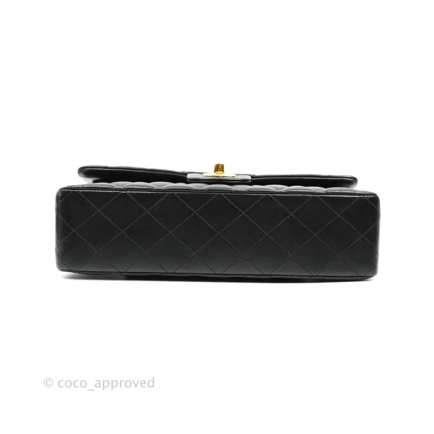 Chanel Classic M/L Medium Double Flap Black Lambskin Gold Hardware