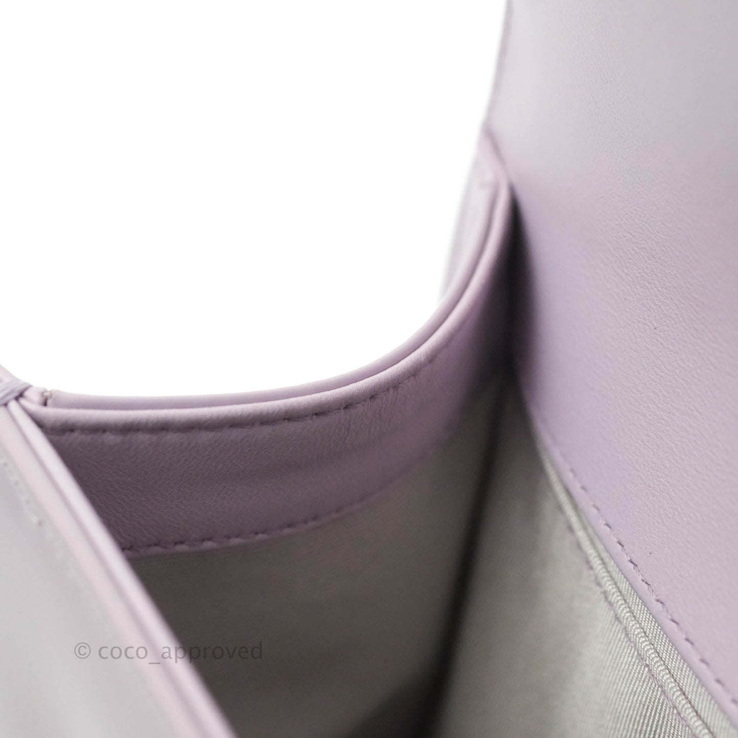 Chanel Quilted Medium Boy Iridescent Lilac Calfskin Light Gold Hardware