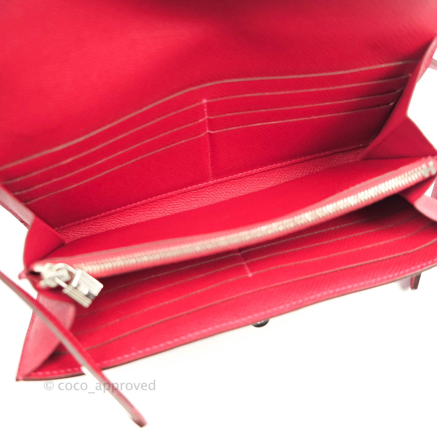 Hermès Kelly Wallet Red Epsom Palladium Hardware