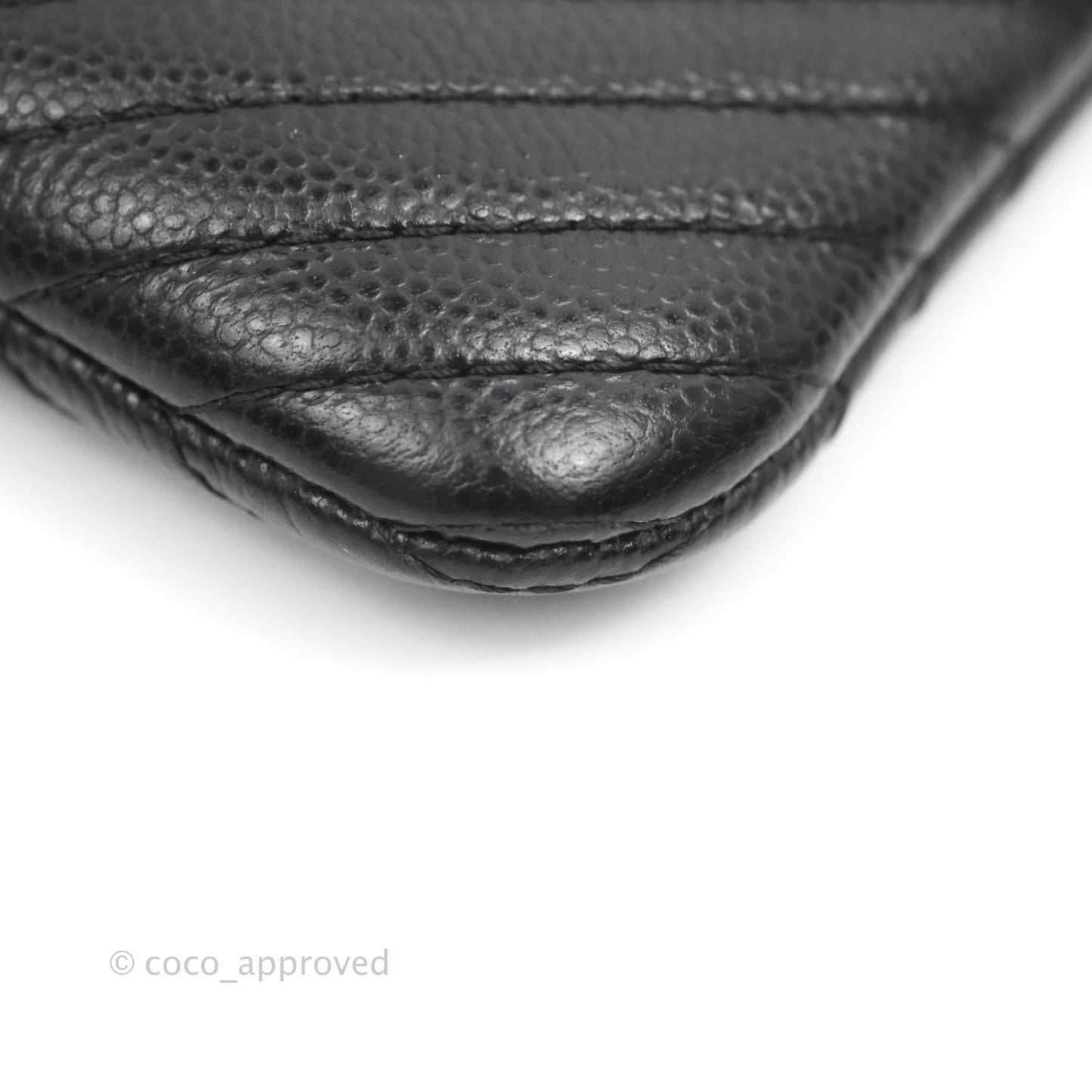 Chanel Chevron Mini O Case Black Caviar Silver Hardware