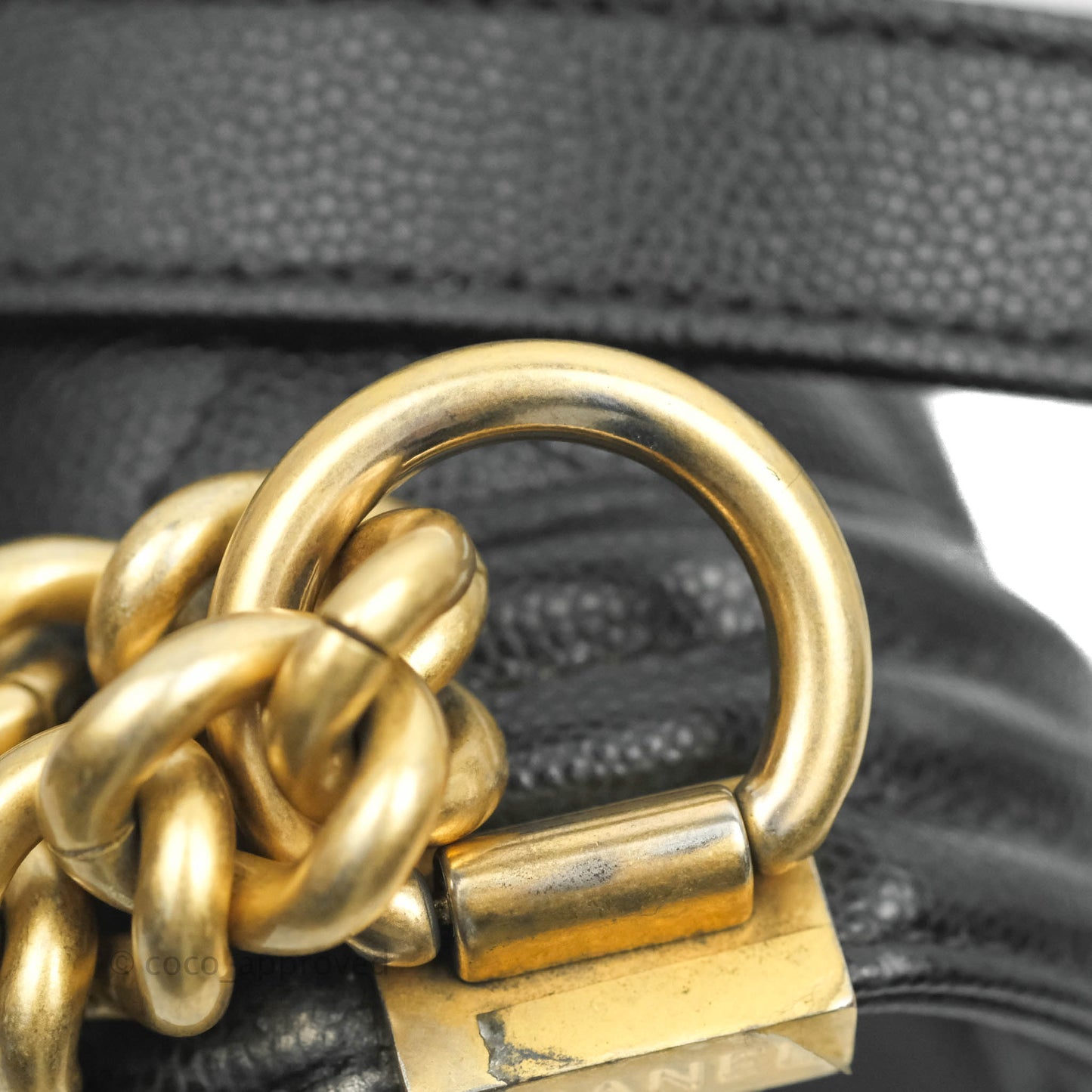Chanel Medium Quilted Boy Black Caviar Aged Gold Hardware