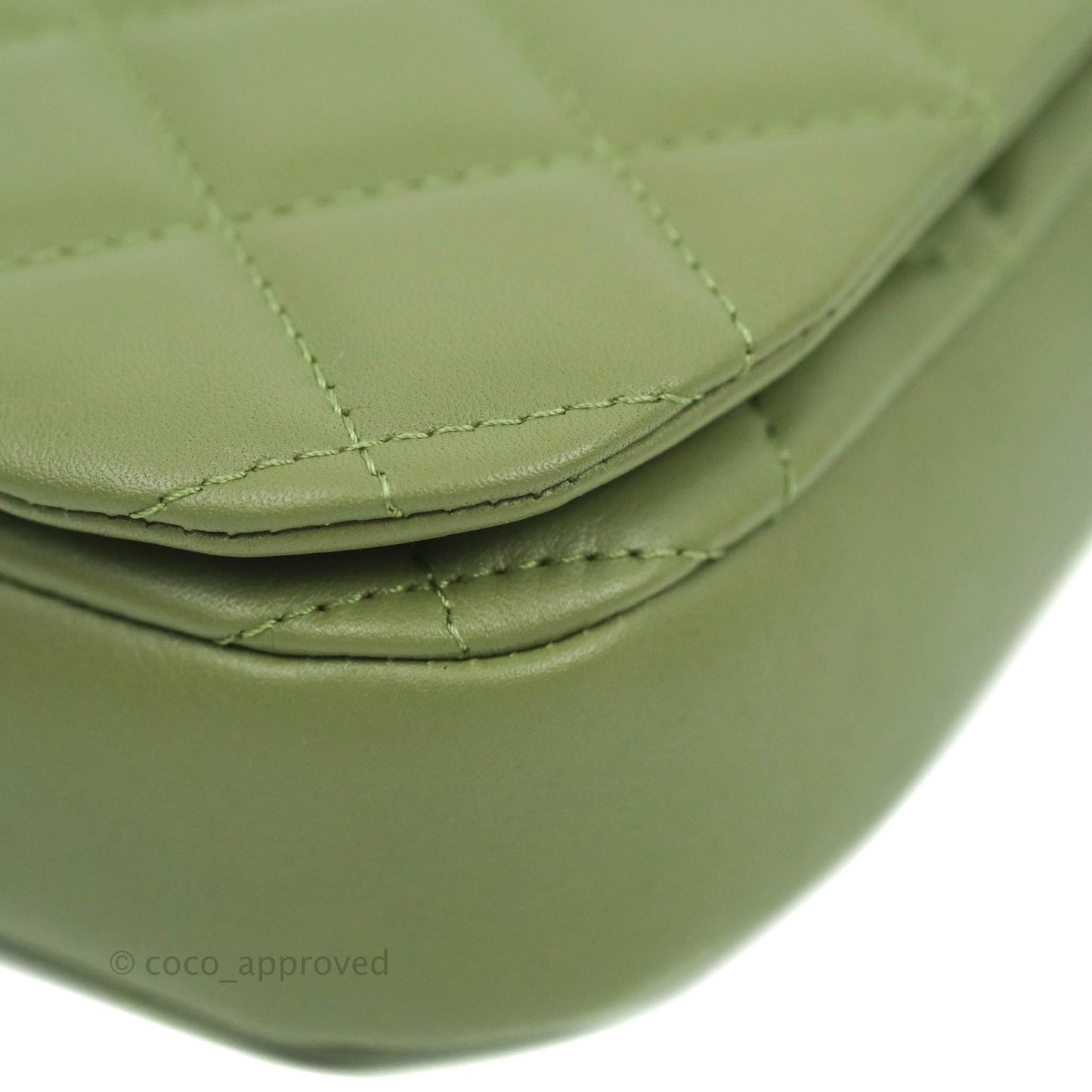 Chanel Clutch with Chain Olive Green Calfskin Aged Gold Hardware