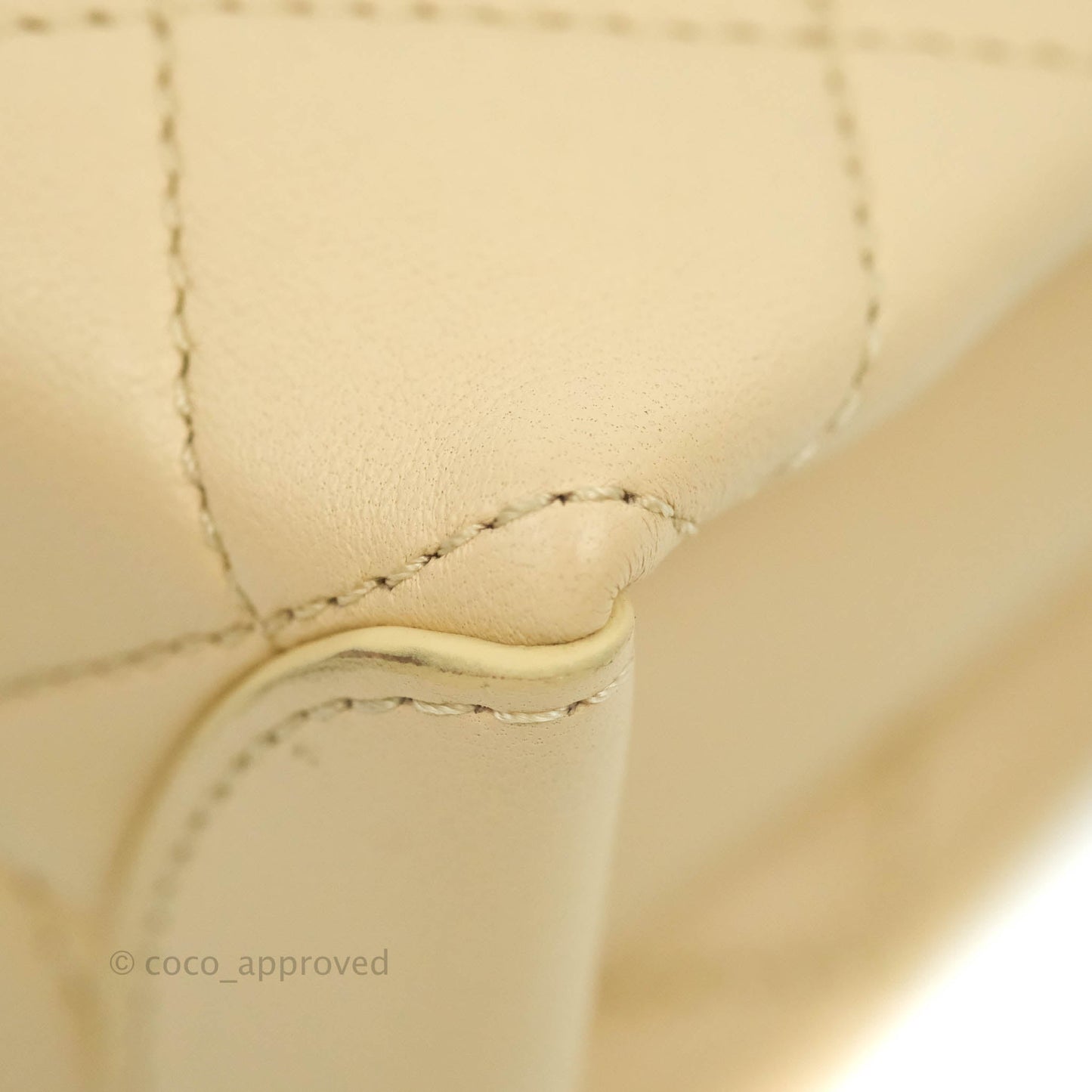 Chanel Top Handle Flap Bag Light Beige Lambskin Aged Gold Hardware