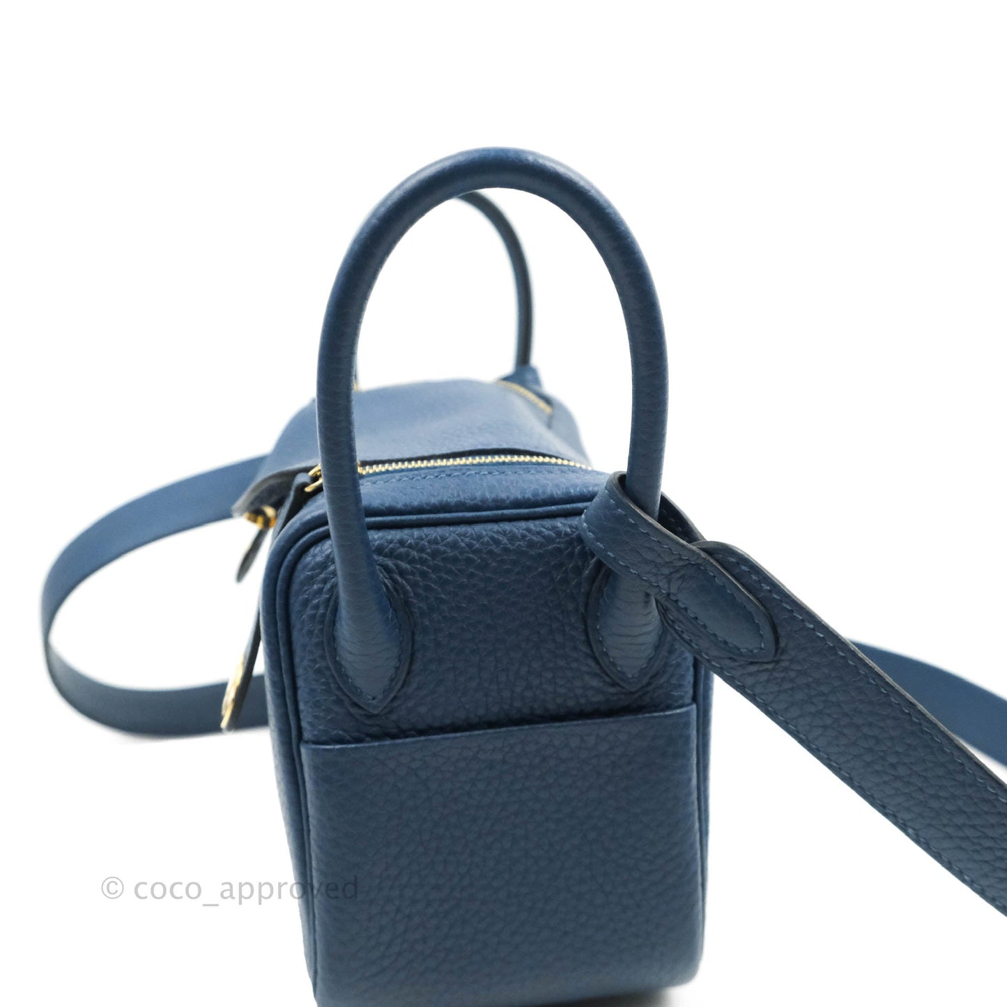 Hermès Mini Lindy 20 Deep Blue Clemence Gold Hardware