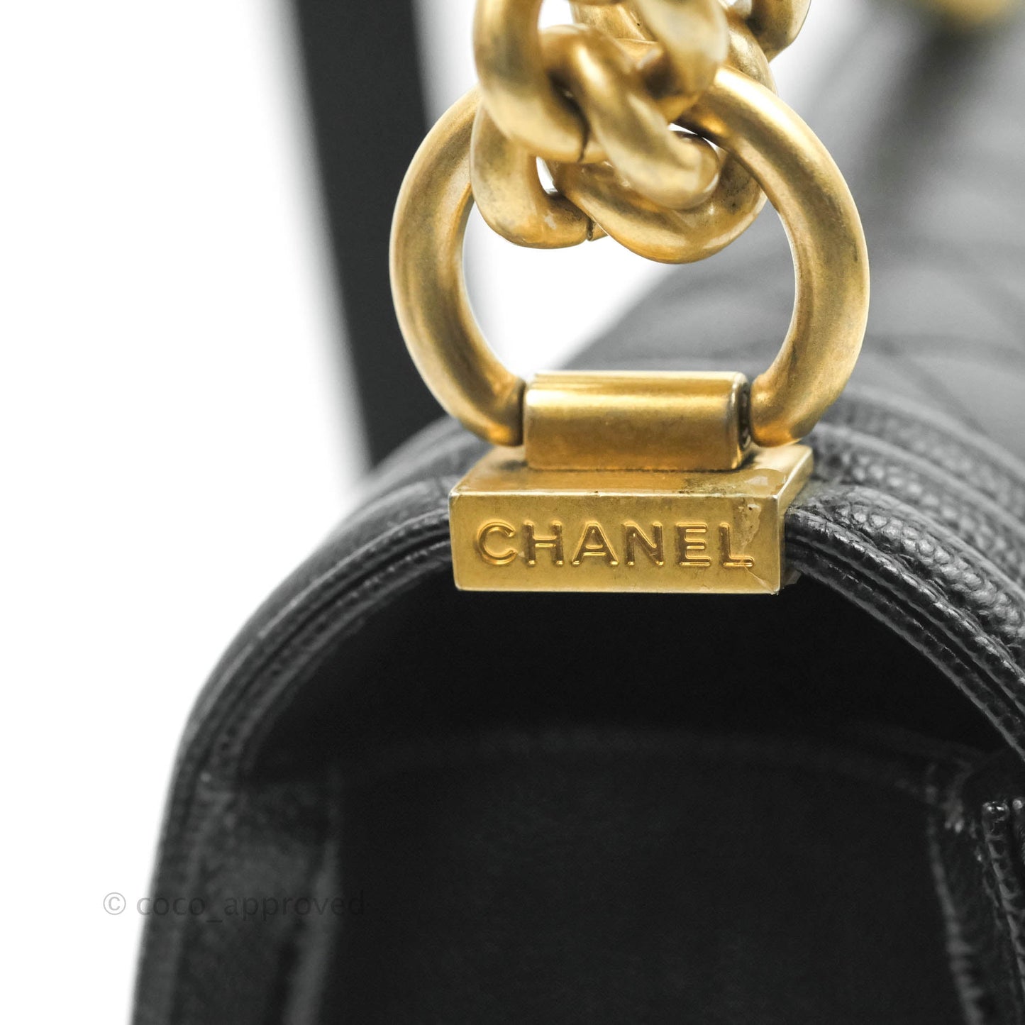Chanel Medium Quilted Boy Black Caviar Aged Gold Hardware