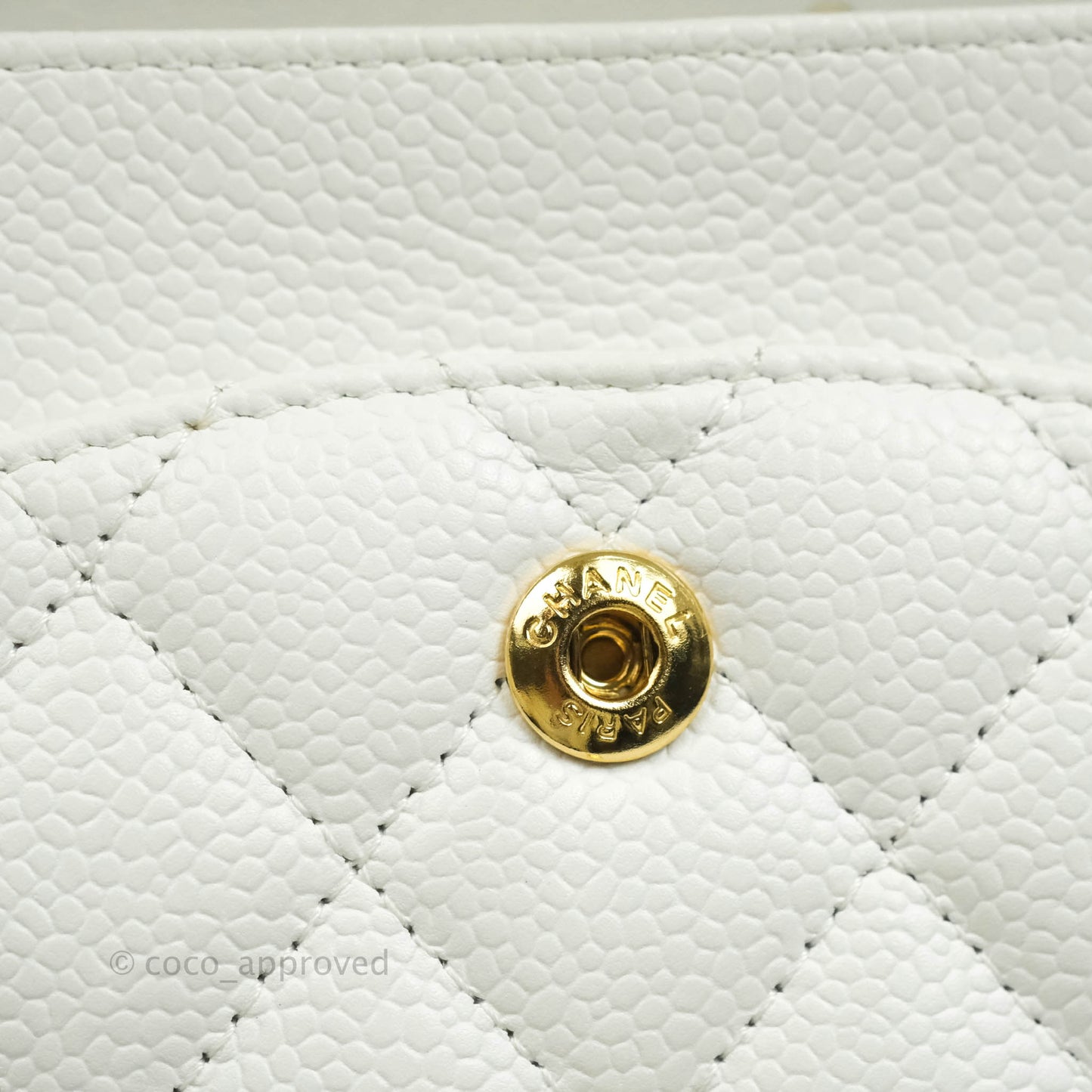 Chanel Quilted M/L Medium Double Flap White Caviar Gold Hardware