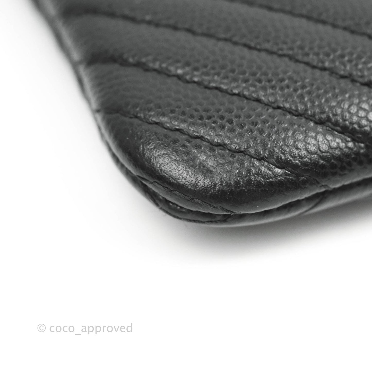 Chanel Chevron Mini O Case Black Caviar Silver Hardware