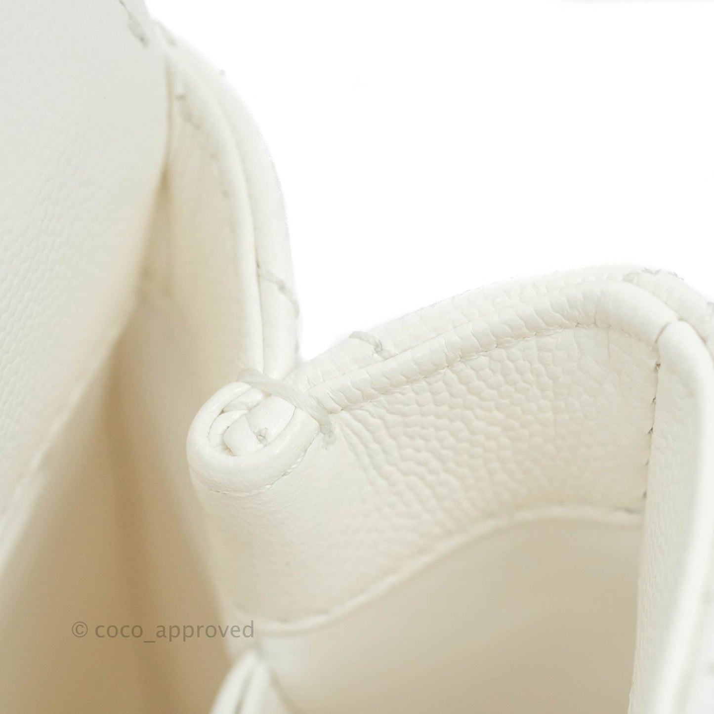 Chanel Mini (Small) Coco Handle Quilted White Caviar Gold Hardware