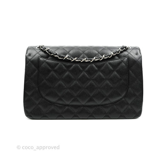 Chanel Jumbo Double Flap Black Caviar Silver Hardware
