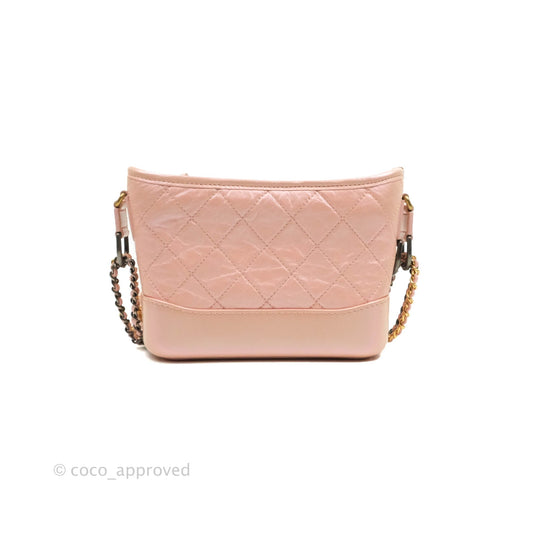 Chanel Small Gabrielle Hobo Iridescent Pink Aged Calfskin Mixed Hardware
