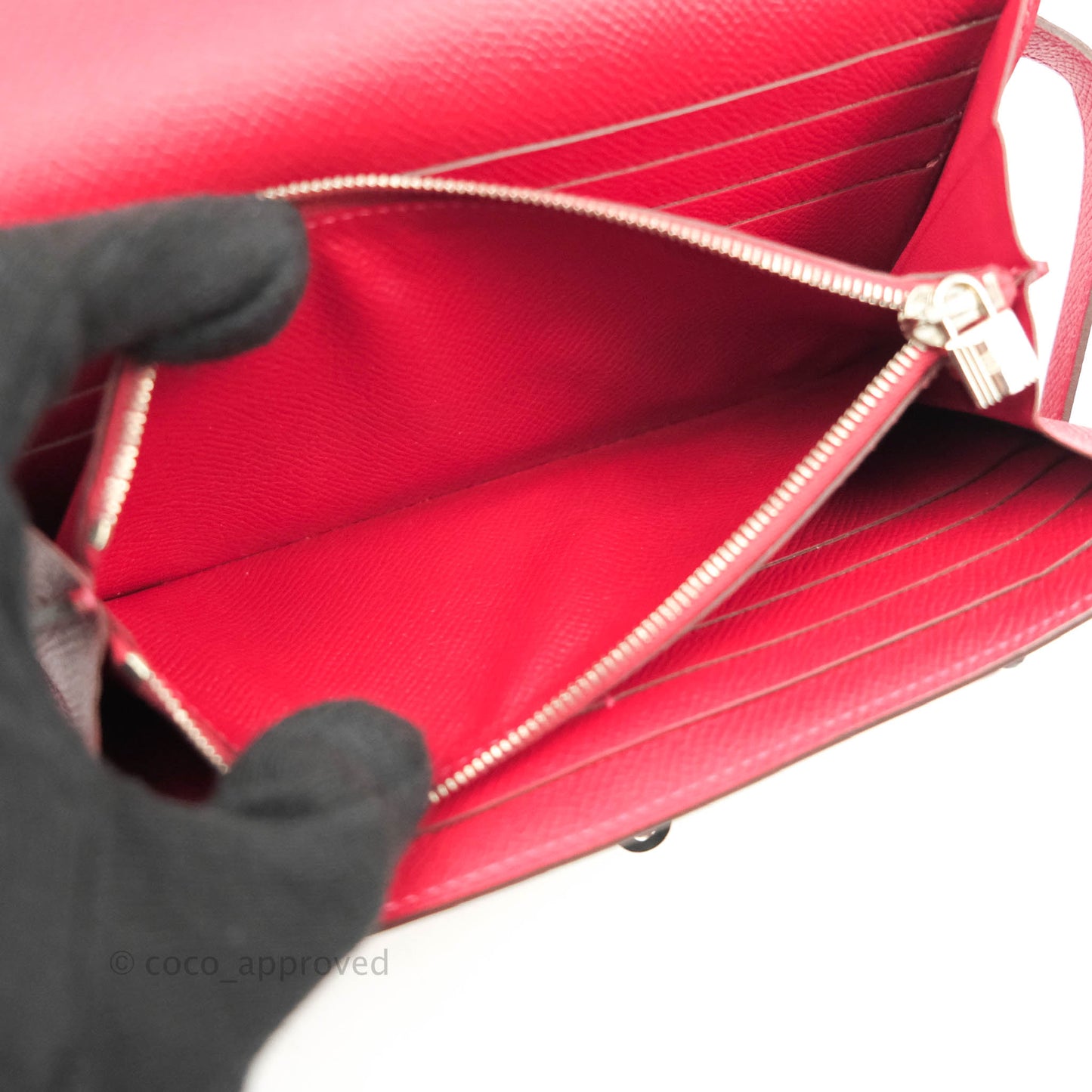 Hermès Kelly Wallet Red Epsom Palladium Hardware