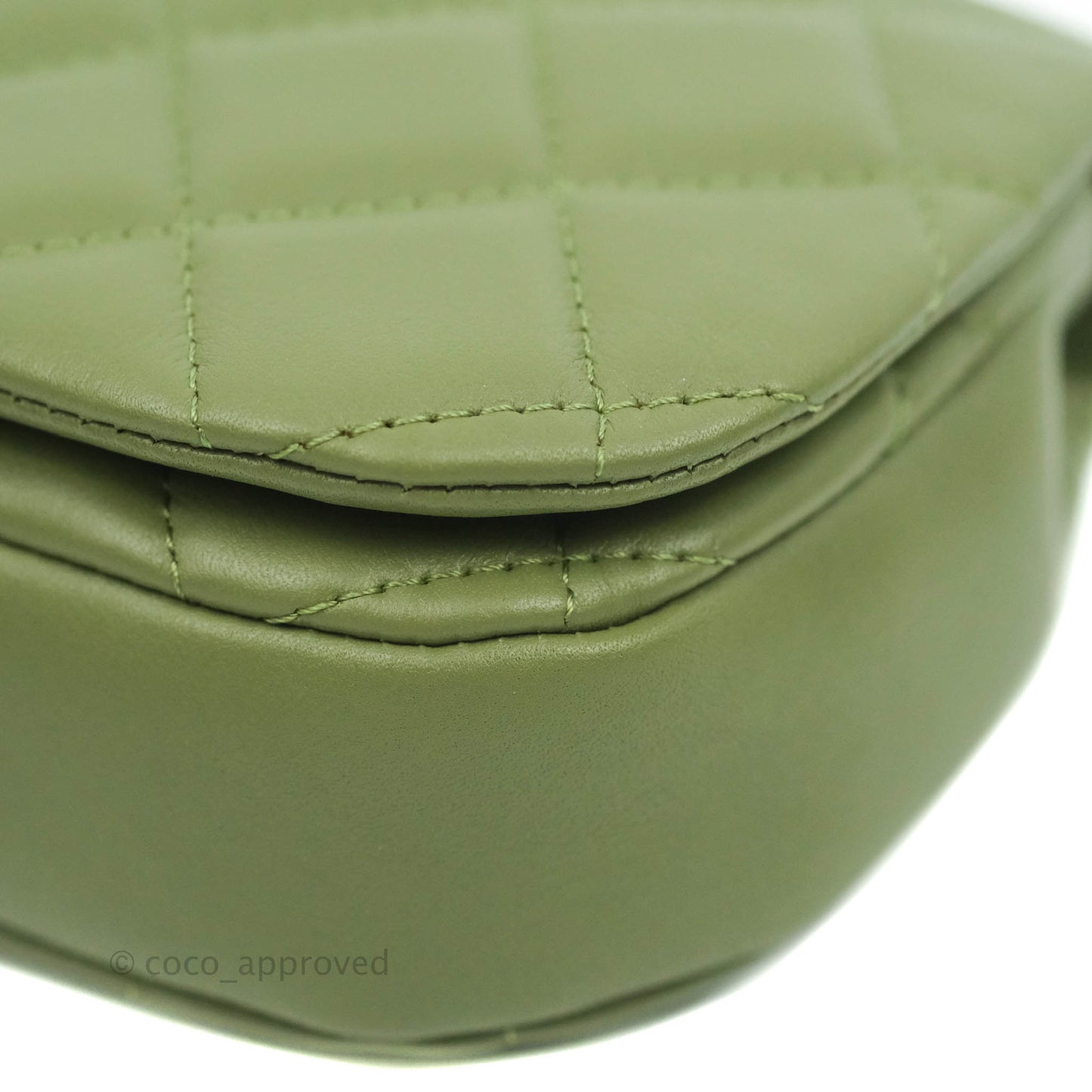 Chanel Clutch with Chain Olive Green Calfskin Aged Gold Hardware