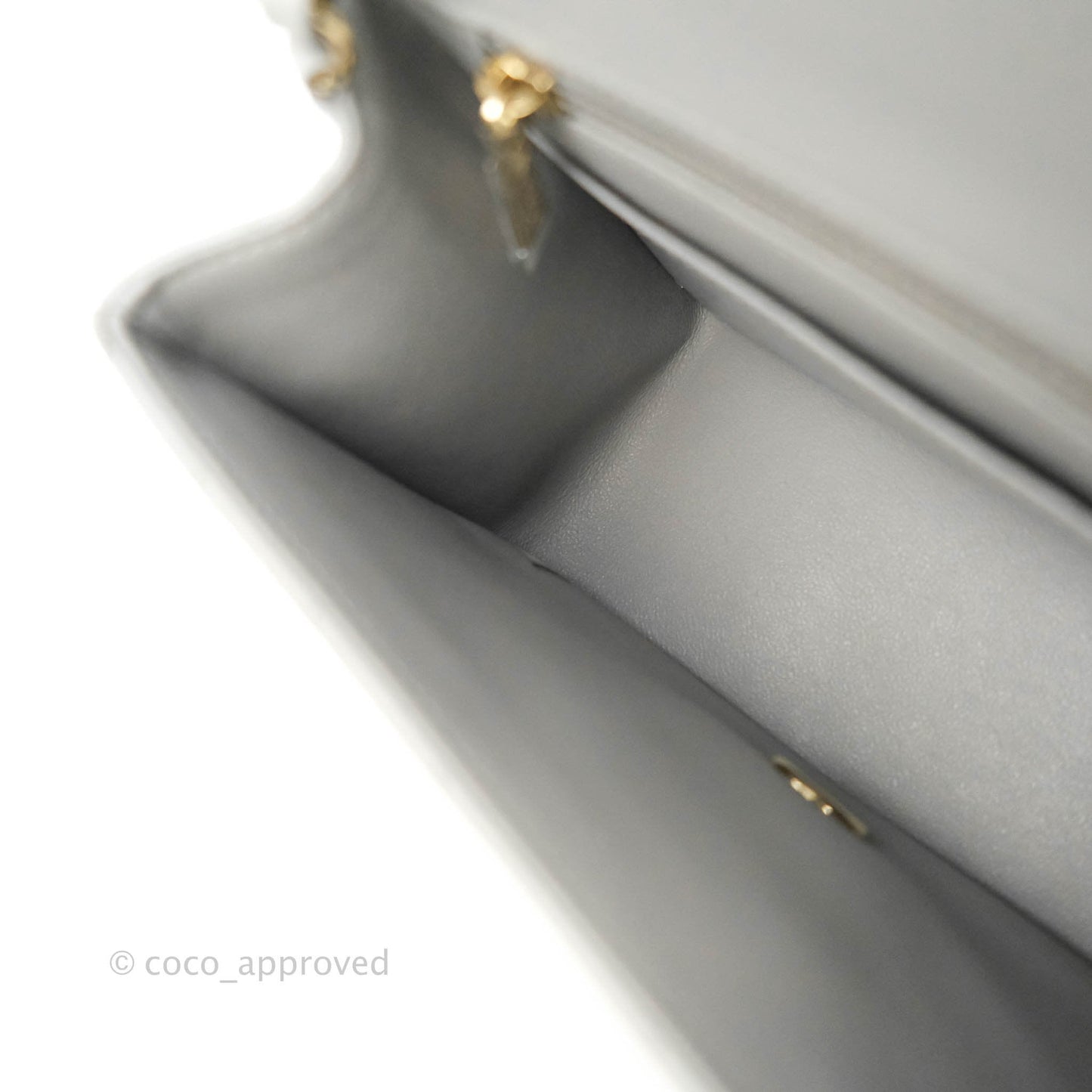 Chanel Mini Square Chevron Grey Lambskin Gold Hardware