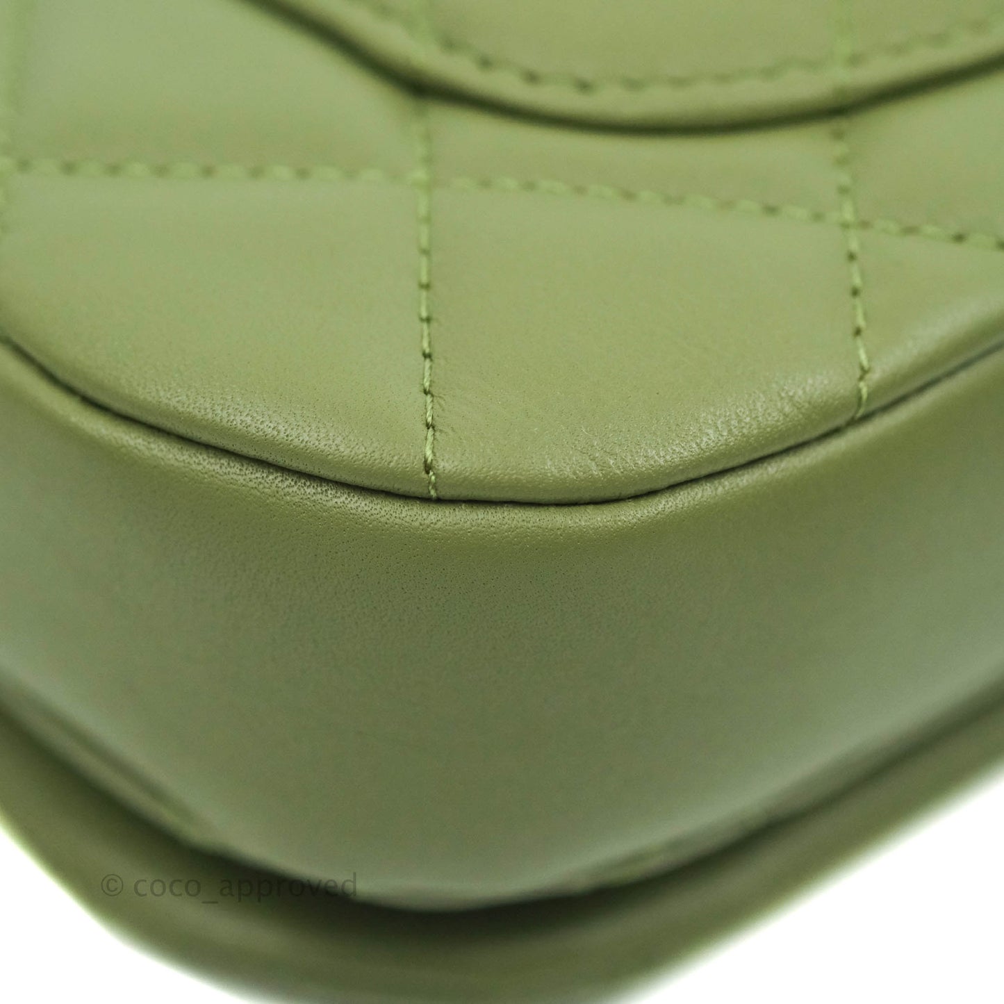 Chanel Clutch with Chain Olive Green Calfskin Aged Gold Hardware