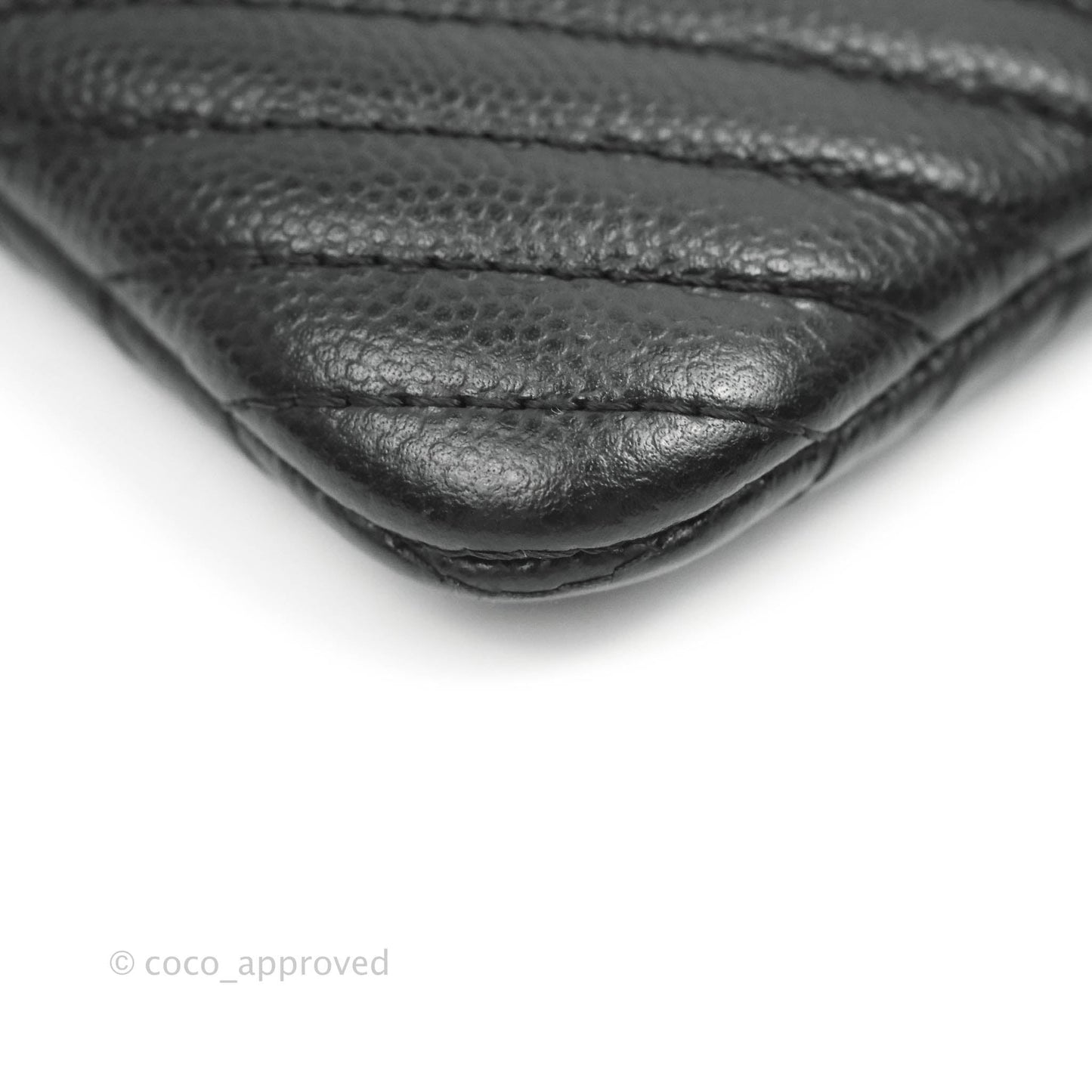Chanel Chevron Mini O Case Black Caviar Silver Hardware