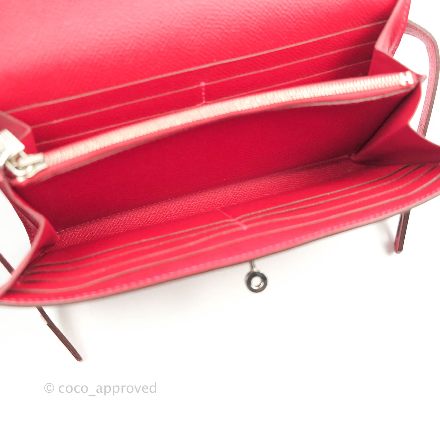 Hermès Kelly Wallet Red Epsom Palladium Hardware
