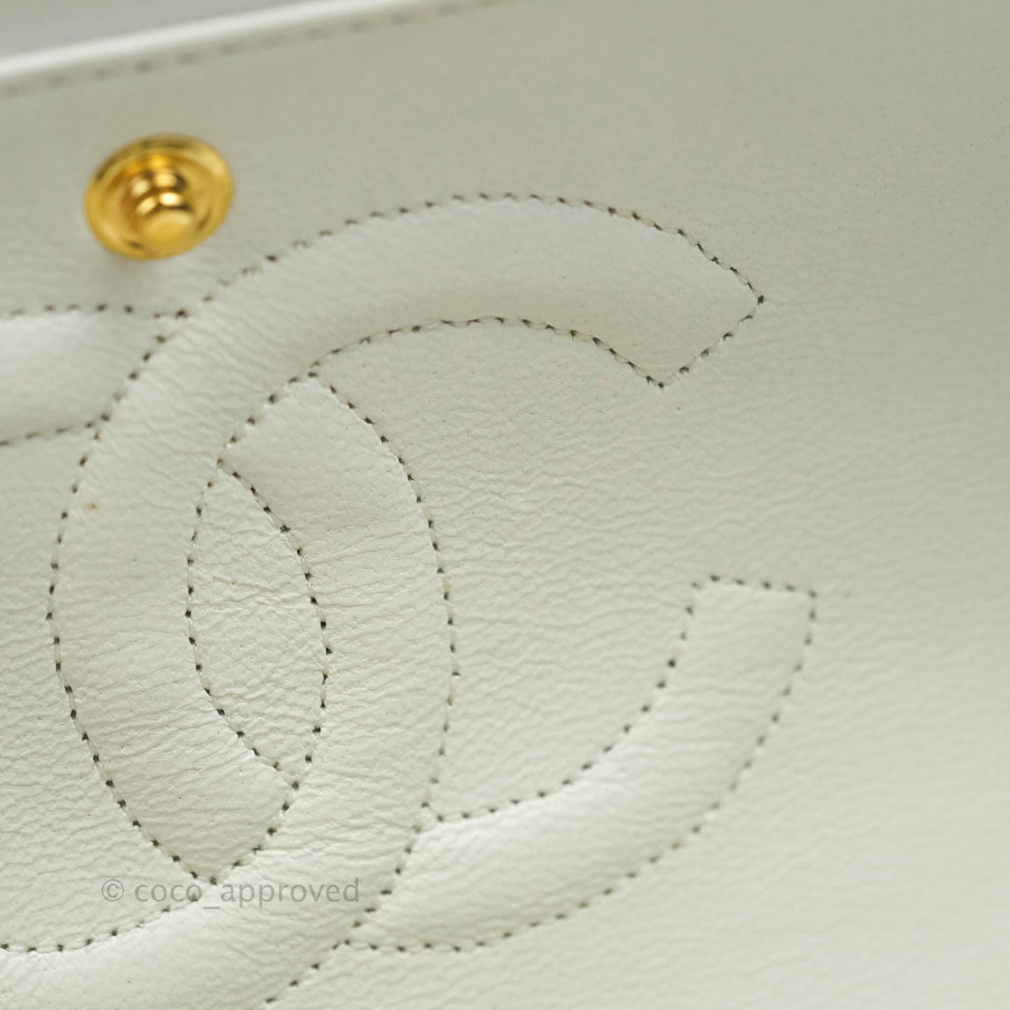 Chanel Quilted M/L Medium Double Flap White Caviar Gold Hardware