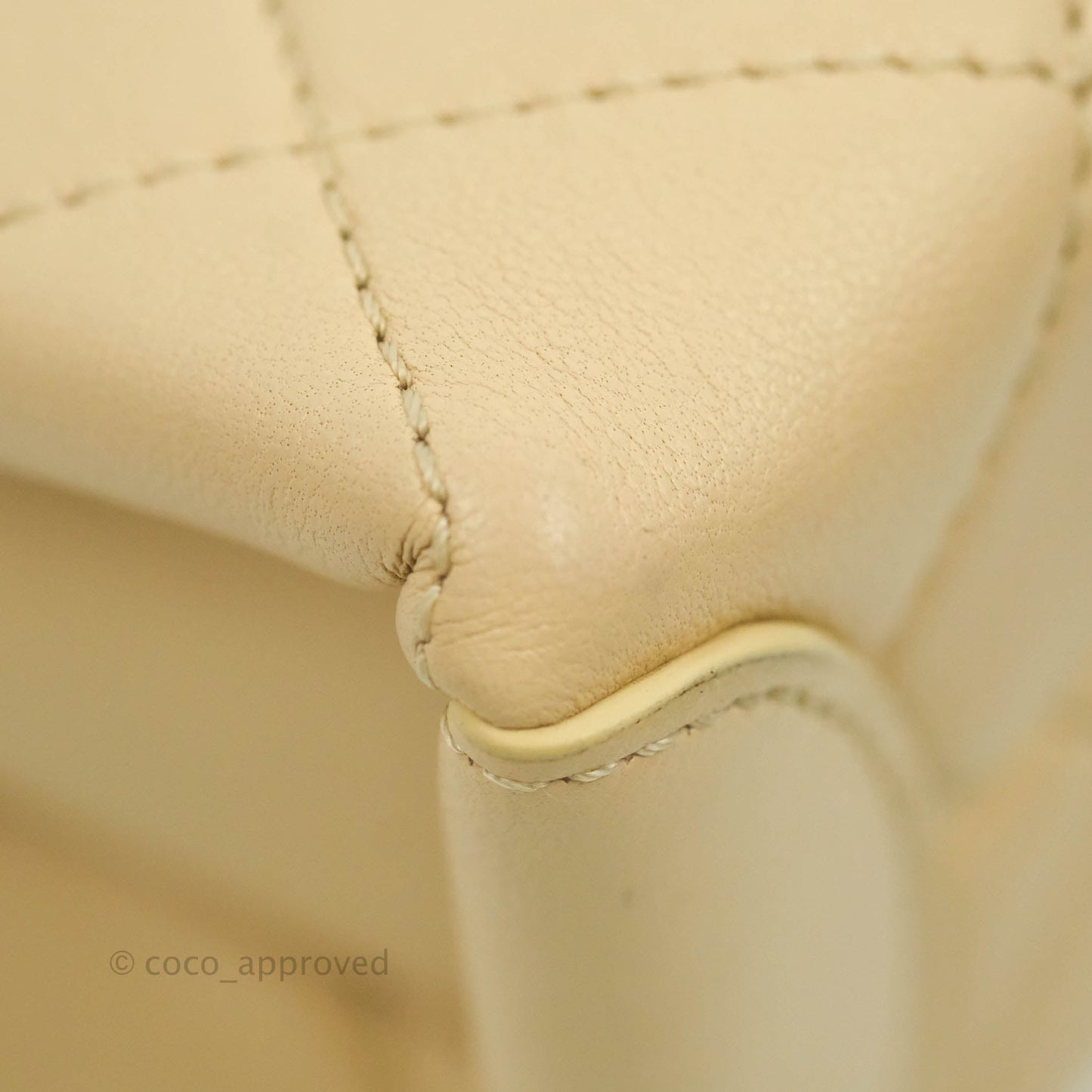 Chanel Top Handle Flap Bag Light Beige Lambskin Aged Gold Hardware