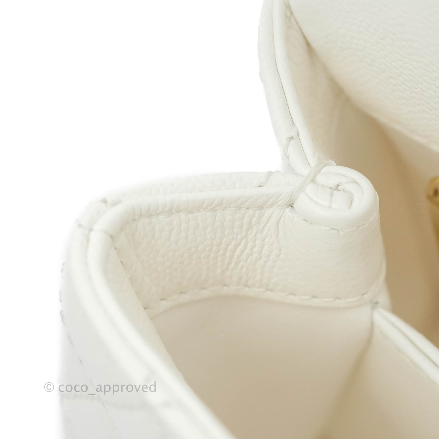 Chanel Mini (Small) Coco Handle Quilted White Caviar Gold Hardware