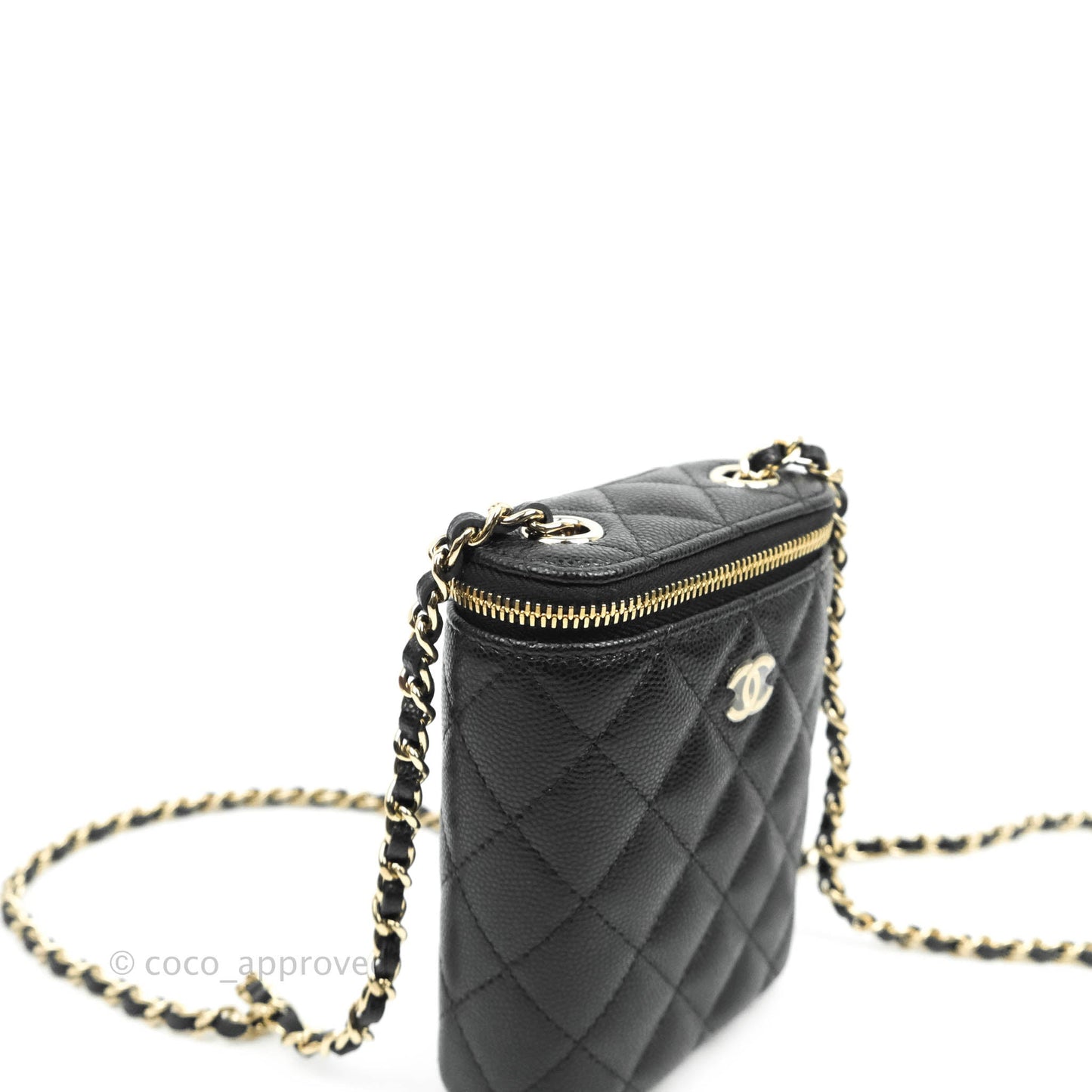 Chanel Classic Mini Vanity With Chain Black Caviar Gold Hardware