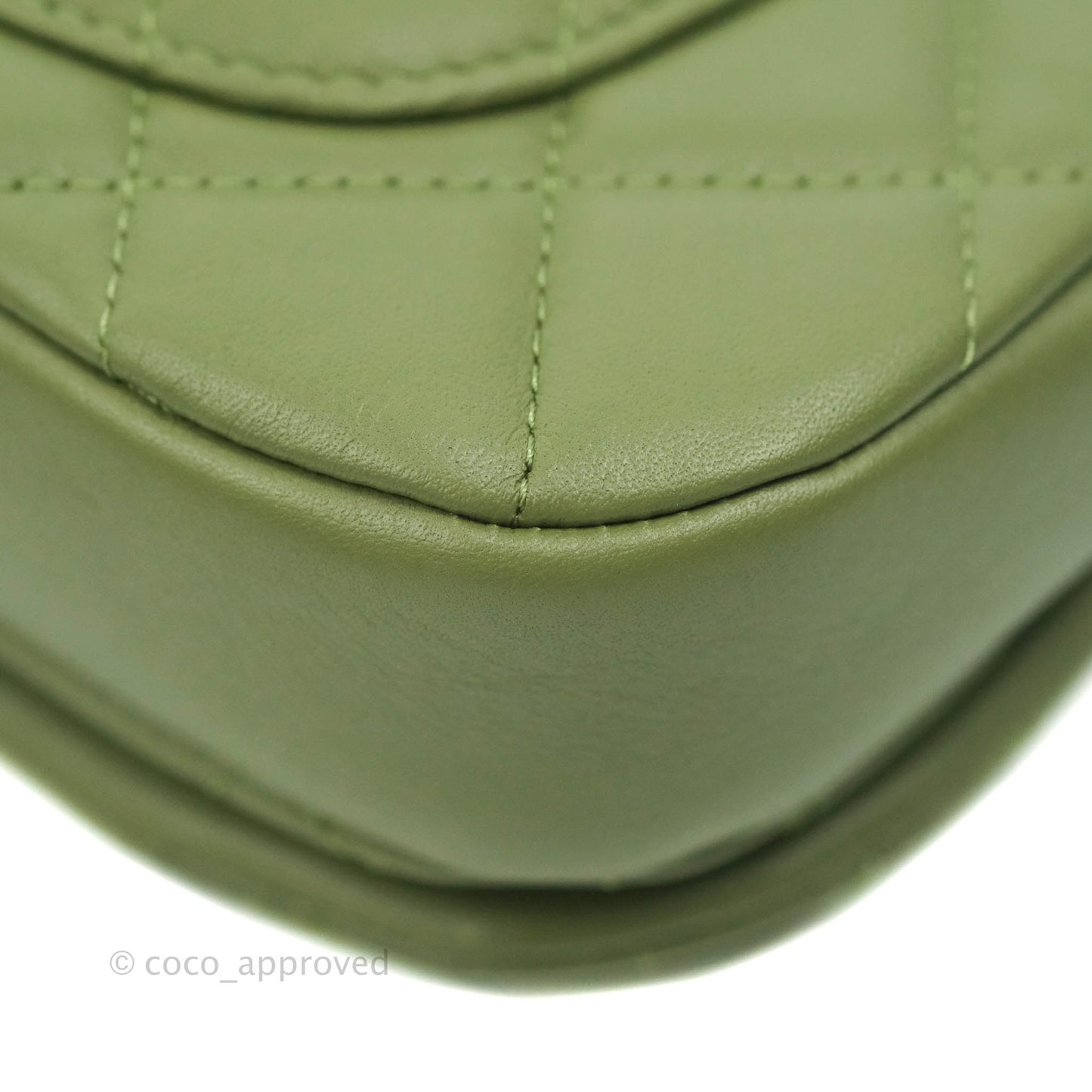 Chanel Clutch with Chain Olive Green Calfskin Aged Gold Hardware