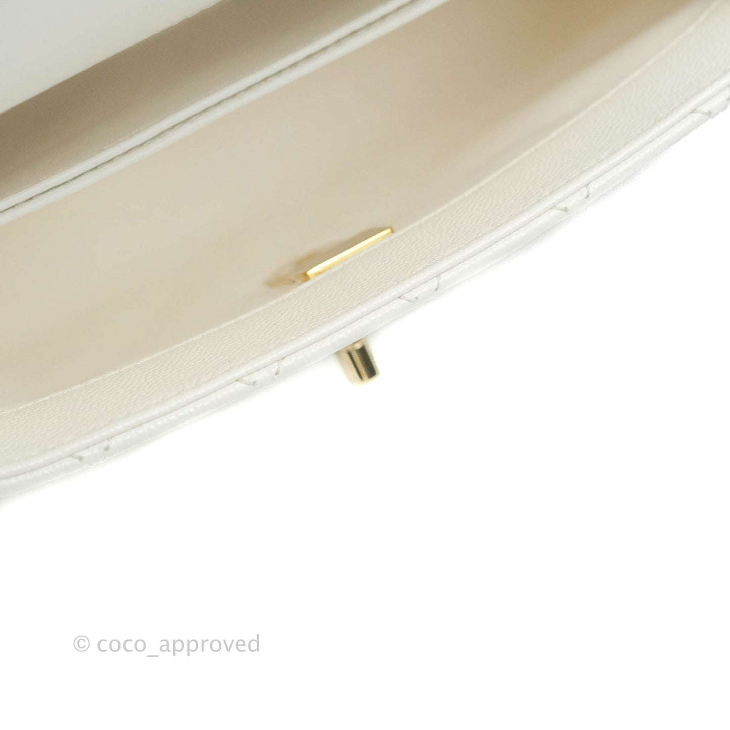 Chanel Mini (Small) Coco Handle Quilted White Caviar Gold Hardware