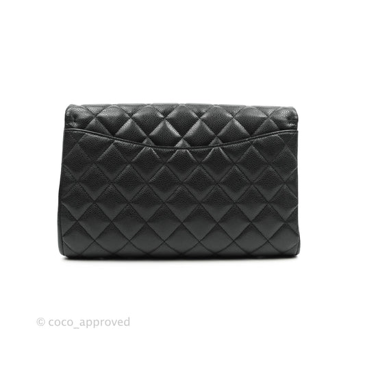 Chanel Quilted Clutch with Chain Caviar Iridescent Black Gold Hardware